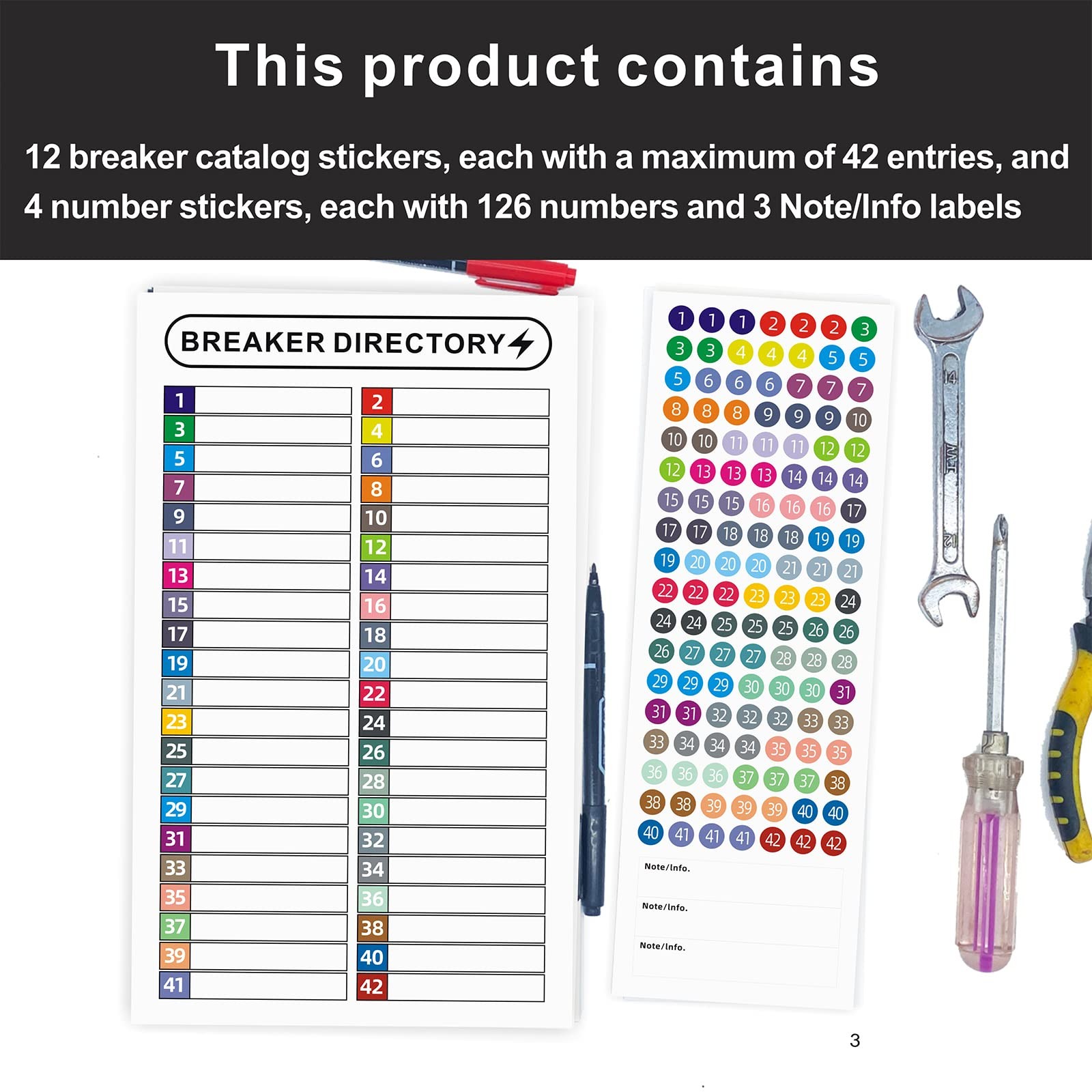16 Sheets Breaker Panel Labels Electrical Box 11.8 x 7.1 inches, Mix Colors