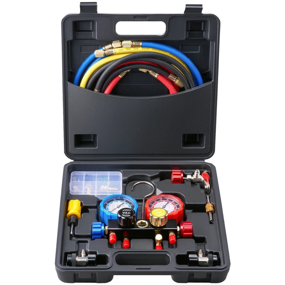 AC Manifold Gauge Set 4-Way Fit R134A R12 R410A Refrigeration Charging