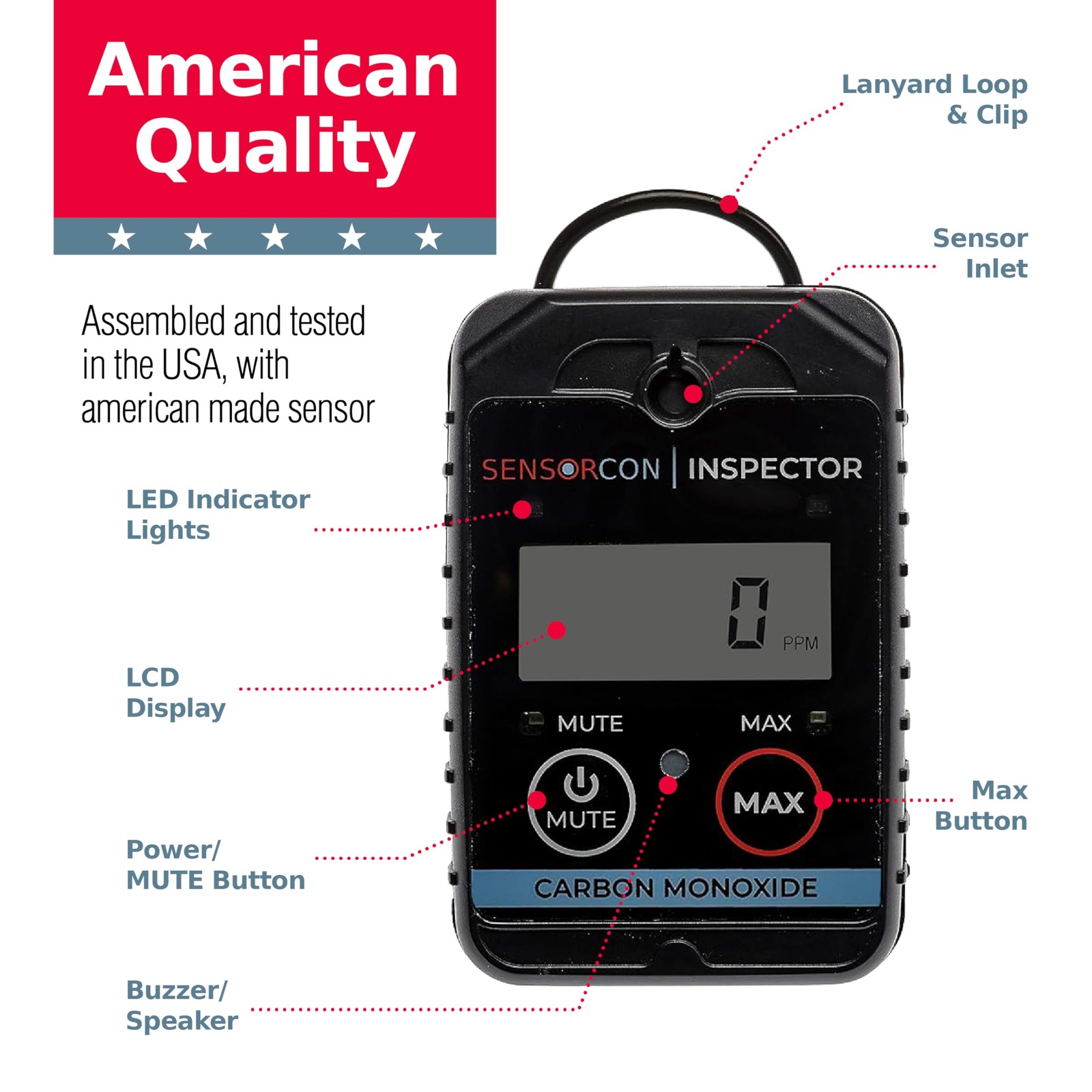 Sensorcon Inspector 2 Portable Carbon Monoxide Detector Digital Co Detector For