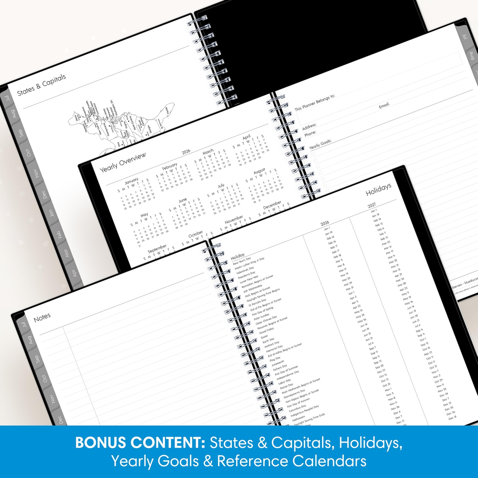 Blue Sky Weekly and Monthly Academic Year Planner Calendar, July – June, 8″ x…