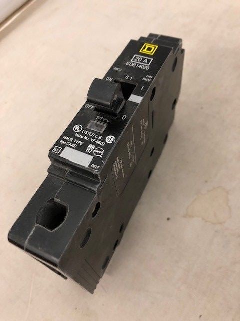 Square D EDB14020 circuit breaker 277 volt, 20 Amp