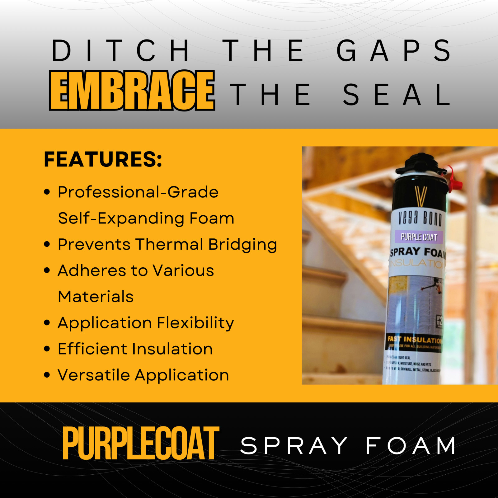 Vega Bond Purplecoat Closed Cell Insulation Spray Foam -Covers 240 BF-12pack Set