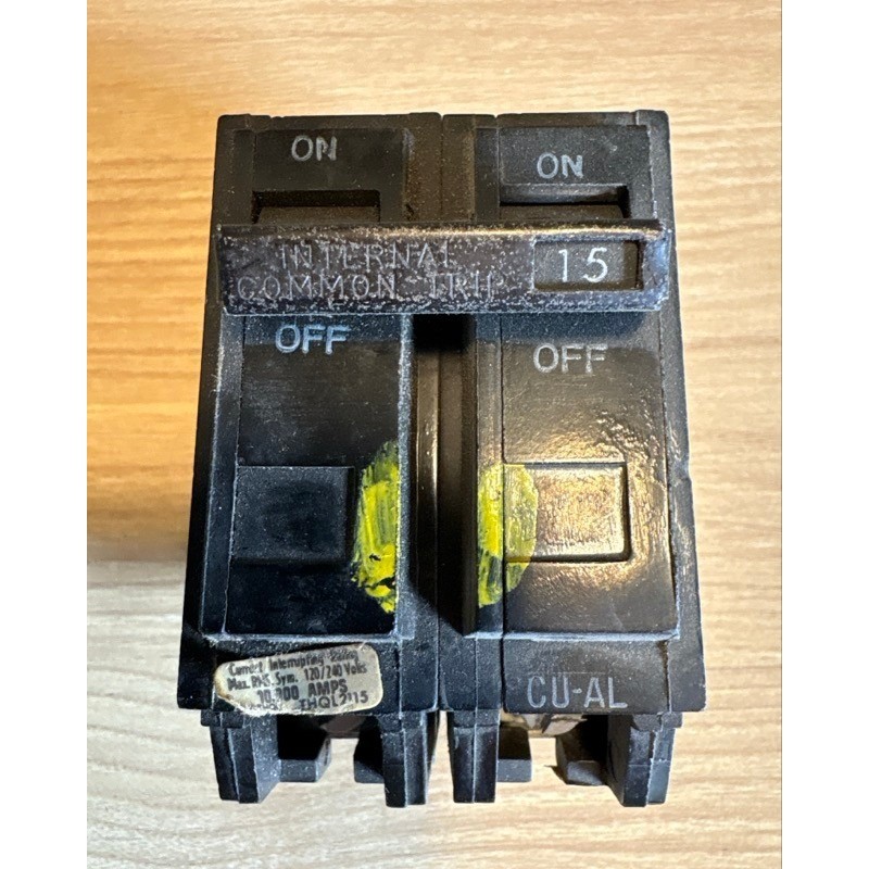 GE General Electric THQL2115 15 Amp 2-Pole Circuit Breaker 120/240V HACR Type