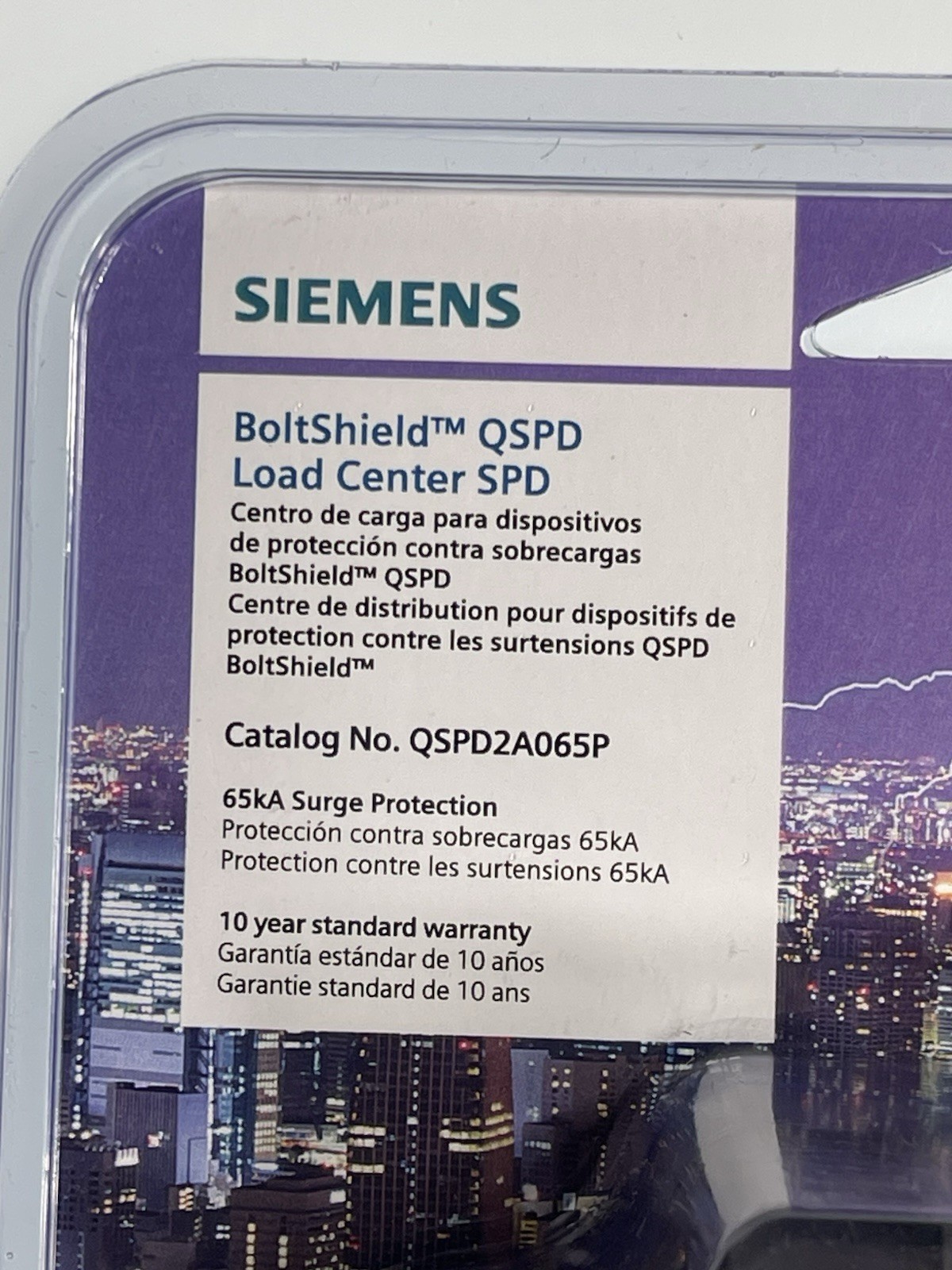 Siemens QSPD2A065P BoltShield 2-Pole 120/240V Surge Protection 65kA Amp Breaker