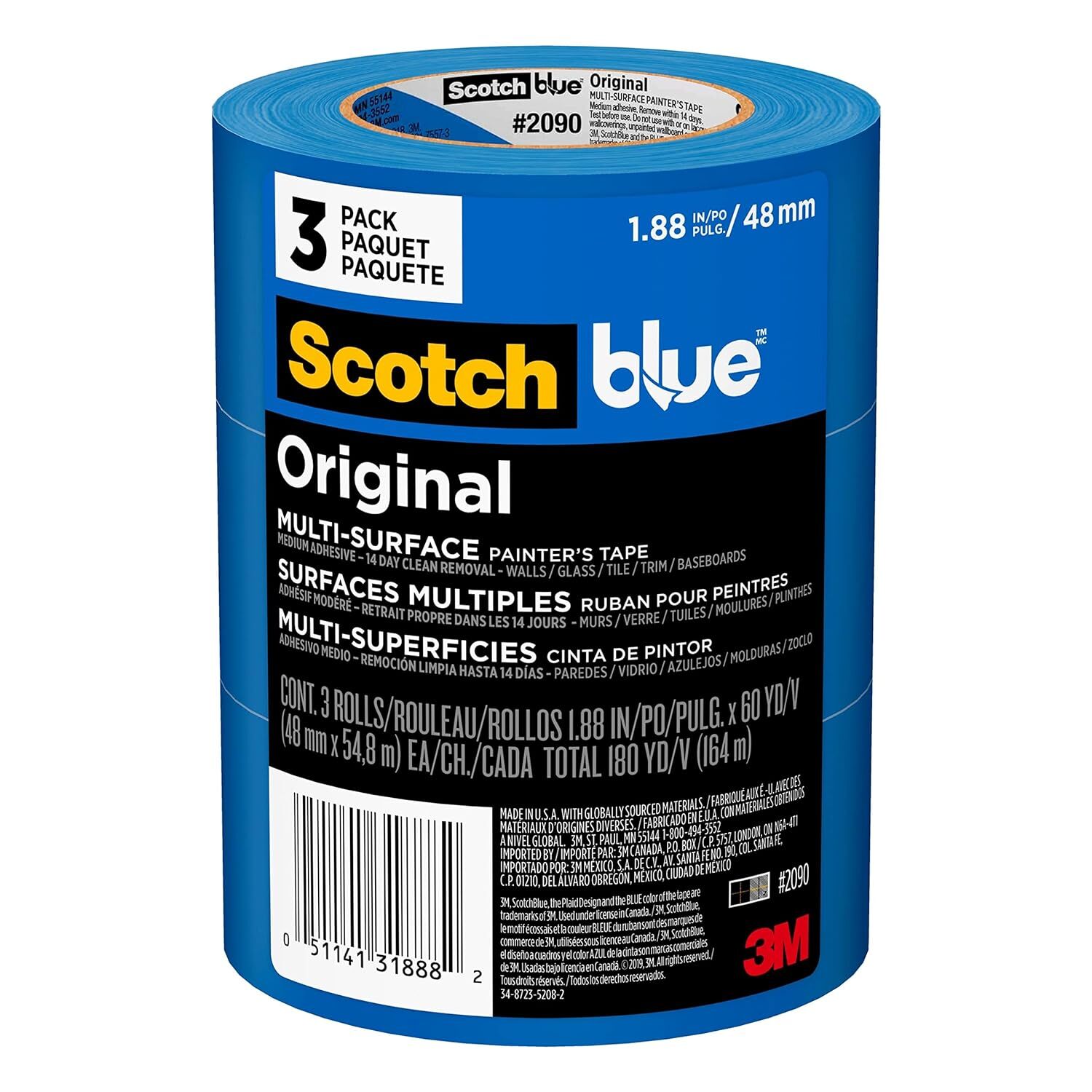 Scotch Painter’s Tape Original Multi-Surface Painter’s Tape, 1.88 Inches x 60
