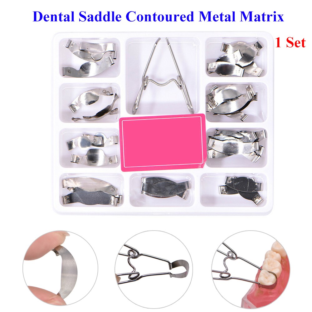 Dental Saddle Contoured Metal Matrices Matrix 36pc with Springclip Universal Kit