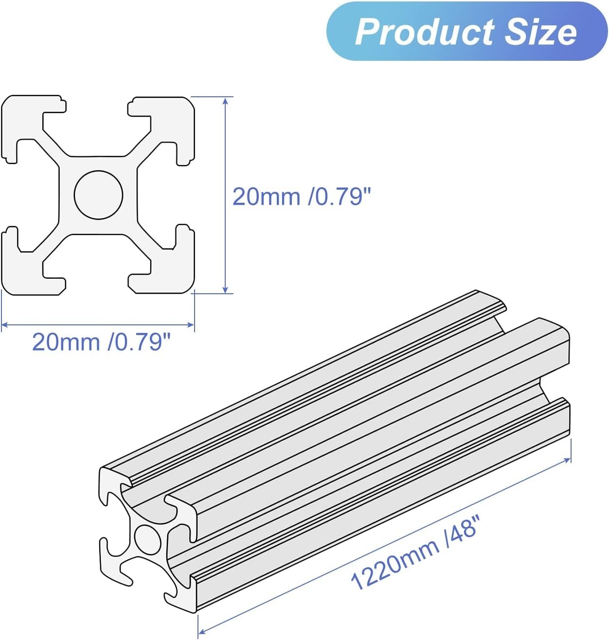 MECCANIXITY 10 Pcs V Slot 2020 Aluminum Extrusion European Standard 1220mm 48 In