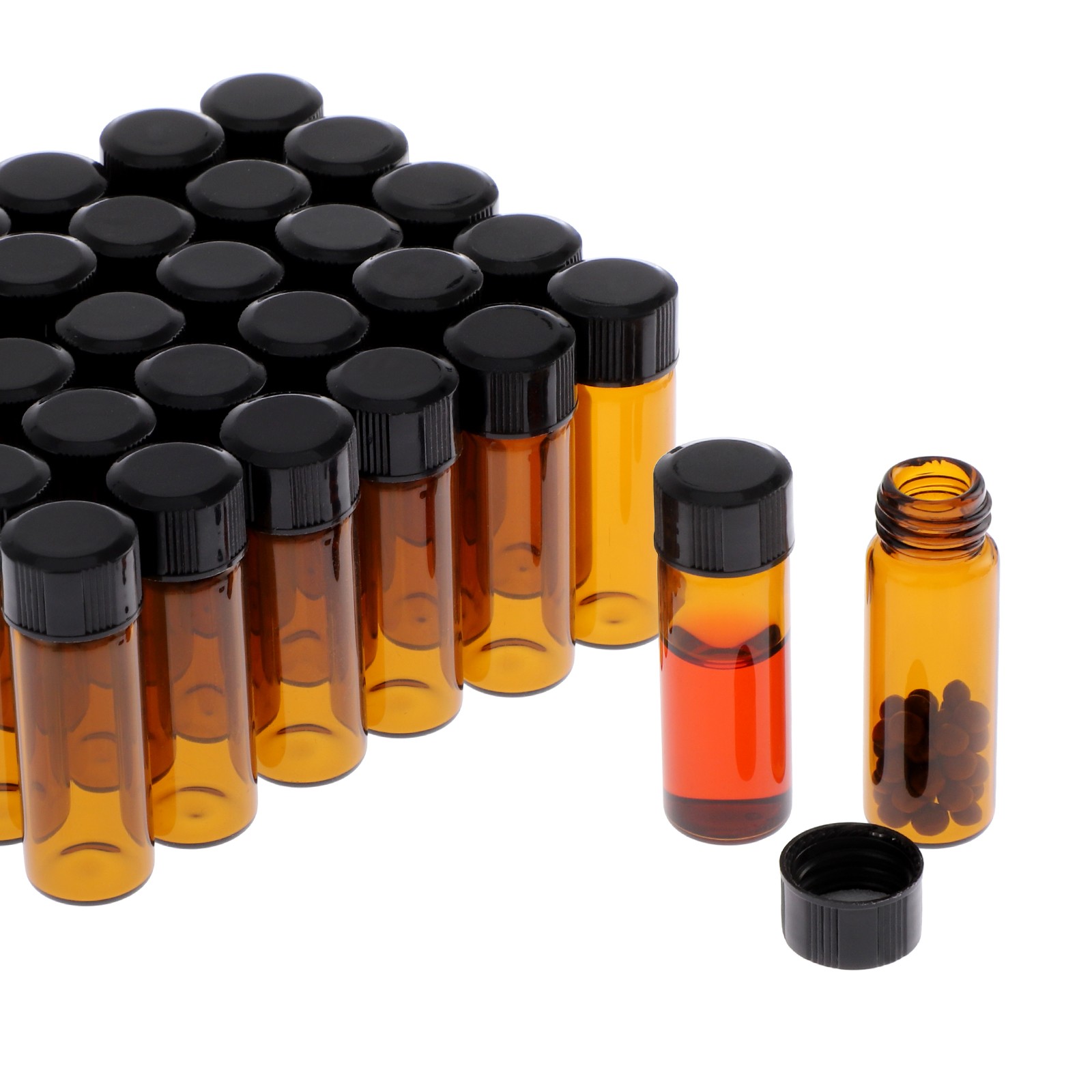 100/200/500pcs 4ml Glass Vials with Screw Caps Amber Liquid Small Sample Vials