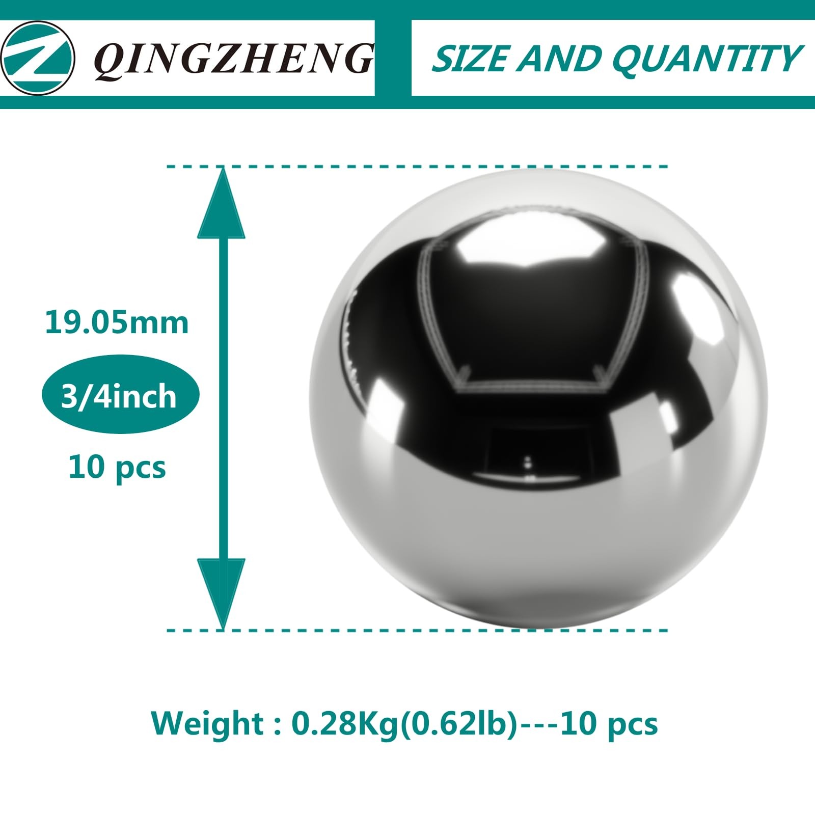 QINGZHENG-3/4 Inch (19.05mm) Precision Chrome Steel Ball Bearing Universal Wh…