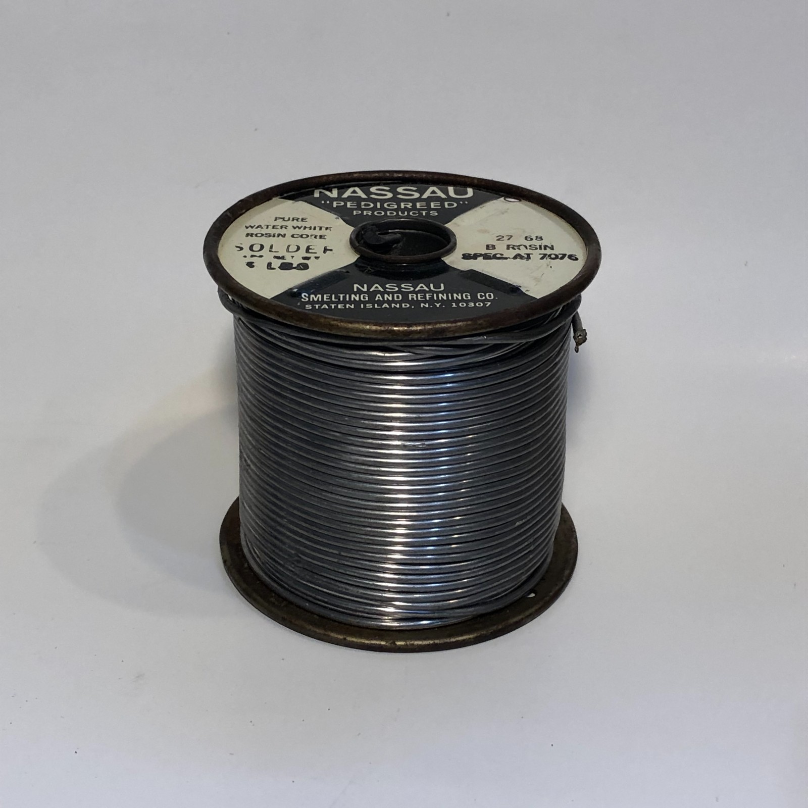 4lb 10oz Spool Nassau Western Electric Solder AT 7076 Pure Rosin Water White