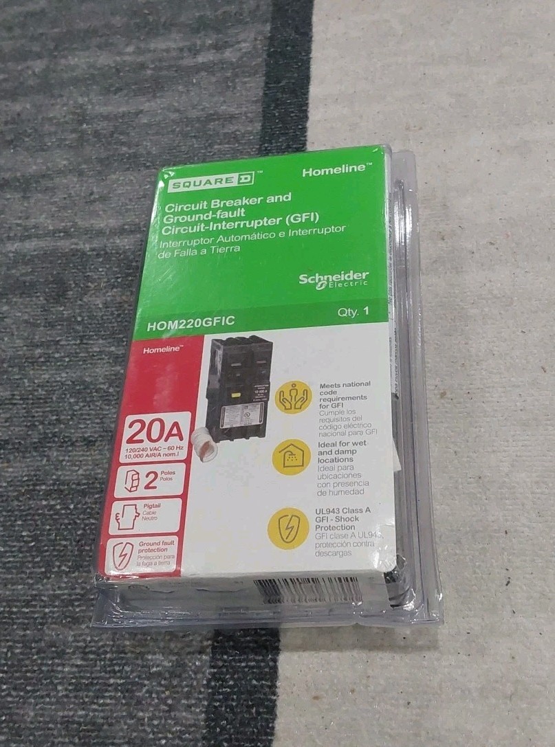 Square D HOM220GFIC 20A Circuit Breaker & GFIC H4