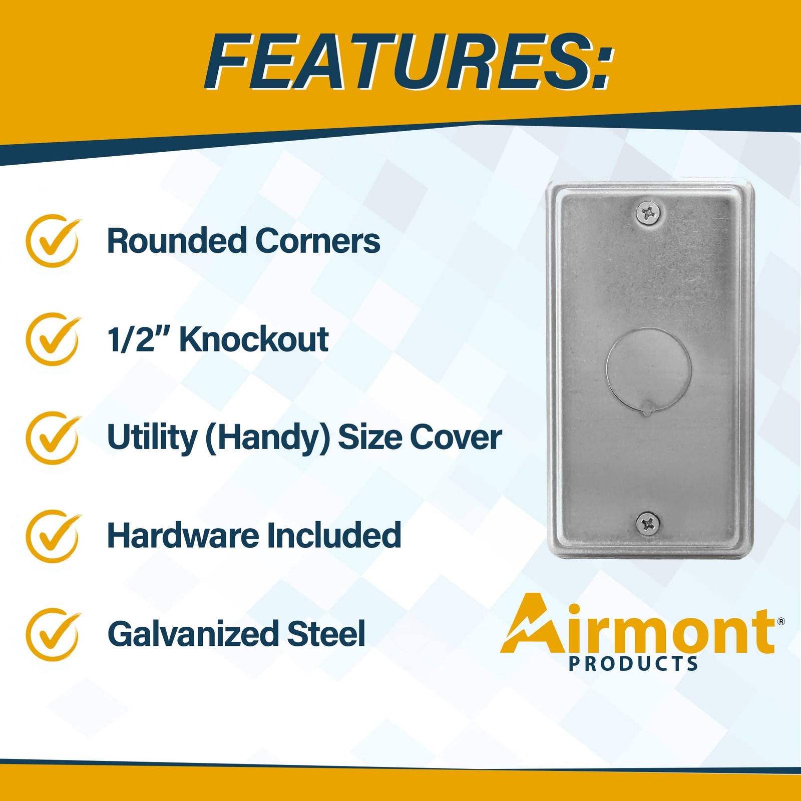 4×2 Inch Utility Electrical Box, Outlet Box, 1/2″ Knockout Cover, Drawn