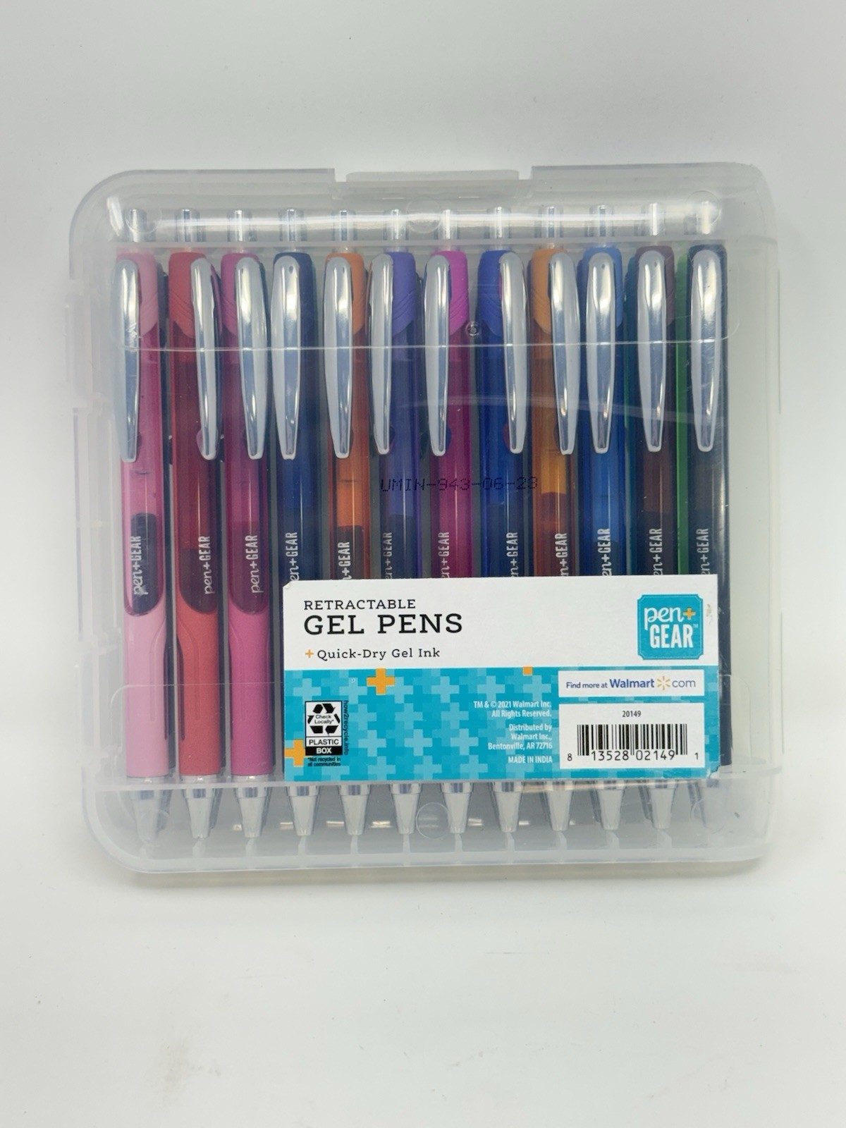Pen+Gear Retractable Gel Pens 1.0mm Assorted Ink 24 count w/Plastic Case
