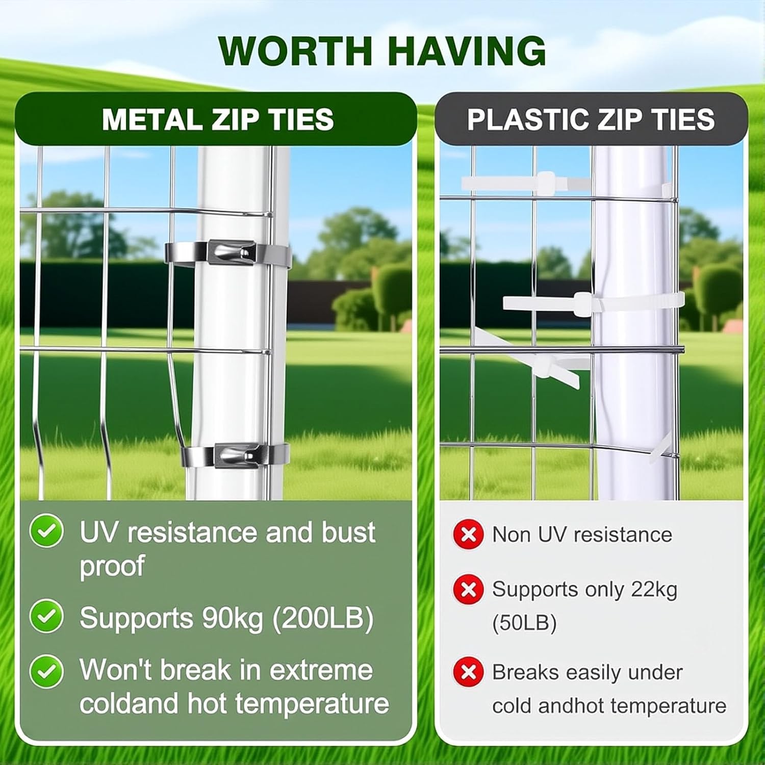 Stainless Steel Zip Ties 100Pcs 11.8In Heavy Duty Cable Tie Gun Kit UV