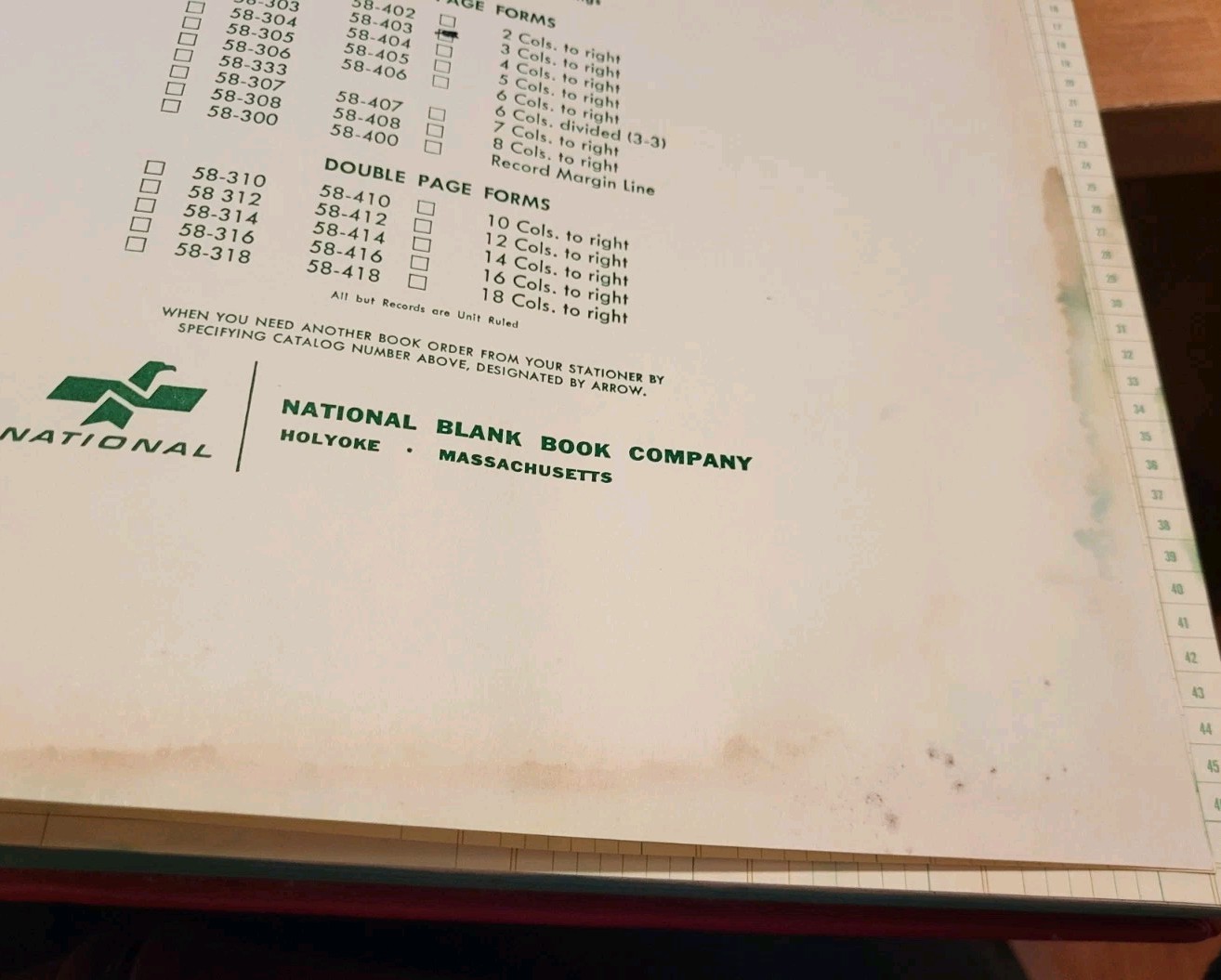 NATIONAL BLANK BOOK COMPANY Hardcover Ledger Accounting #58-403 D-3