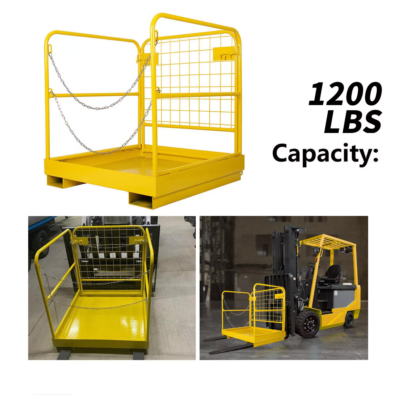 Heavy Duty Forklift Safety Cage Work Platform Basket 36″x36″ 1200lbs for Aerial