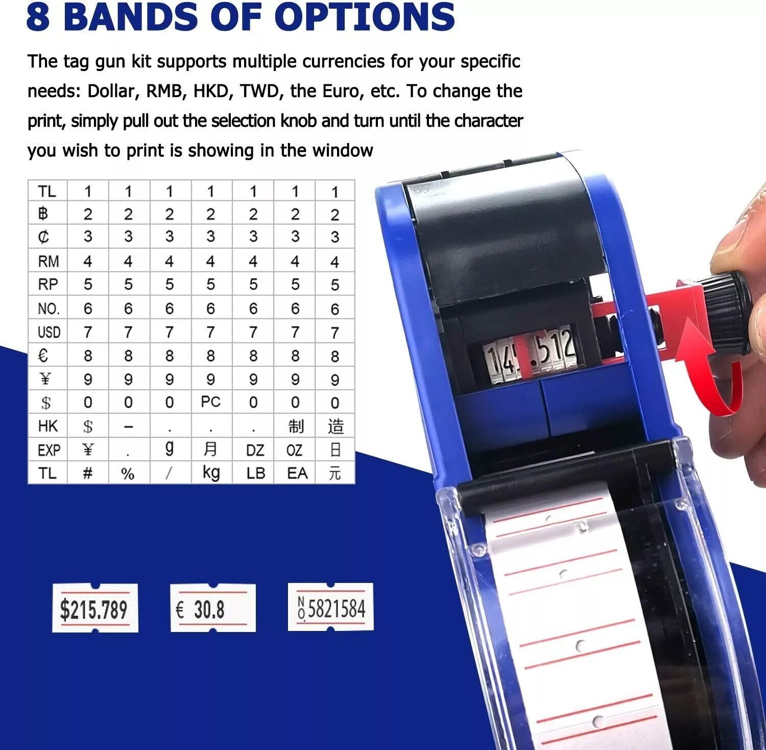 8 Digits Price tag Gun with 5000 Sticker Labels and 4 Ink Refill Marker New
