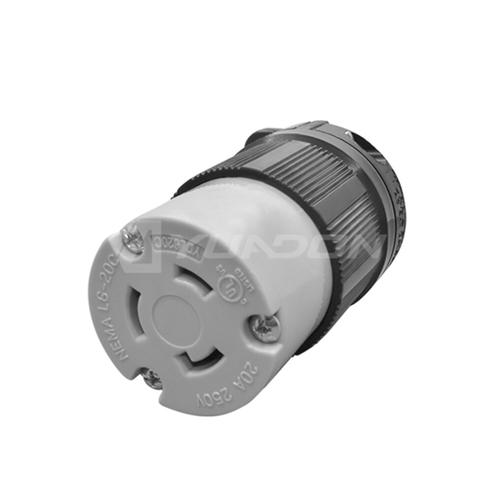 NEMA L6-20R 20 Amp 250 Volt Female Twist Lock 3 Wire Power Cord Plug UL