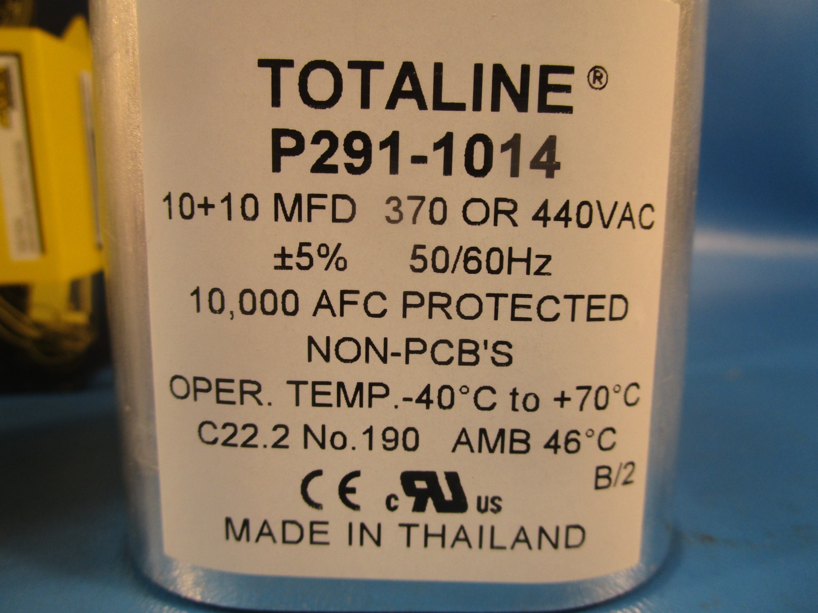 LOT OF 2 Totaline P291-1014, HVAC Capacitor, Run, Oval, 440 Volt, 10 MFD