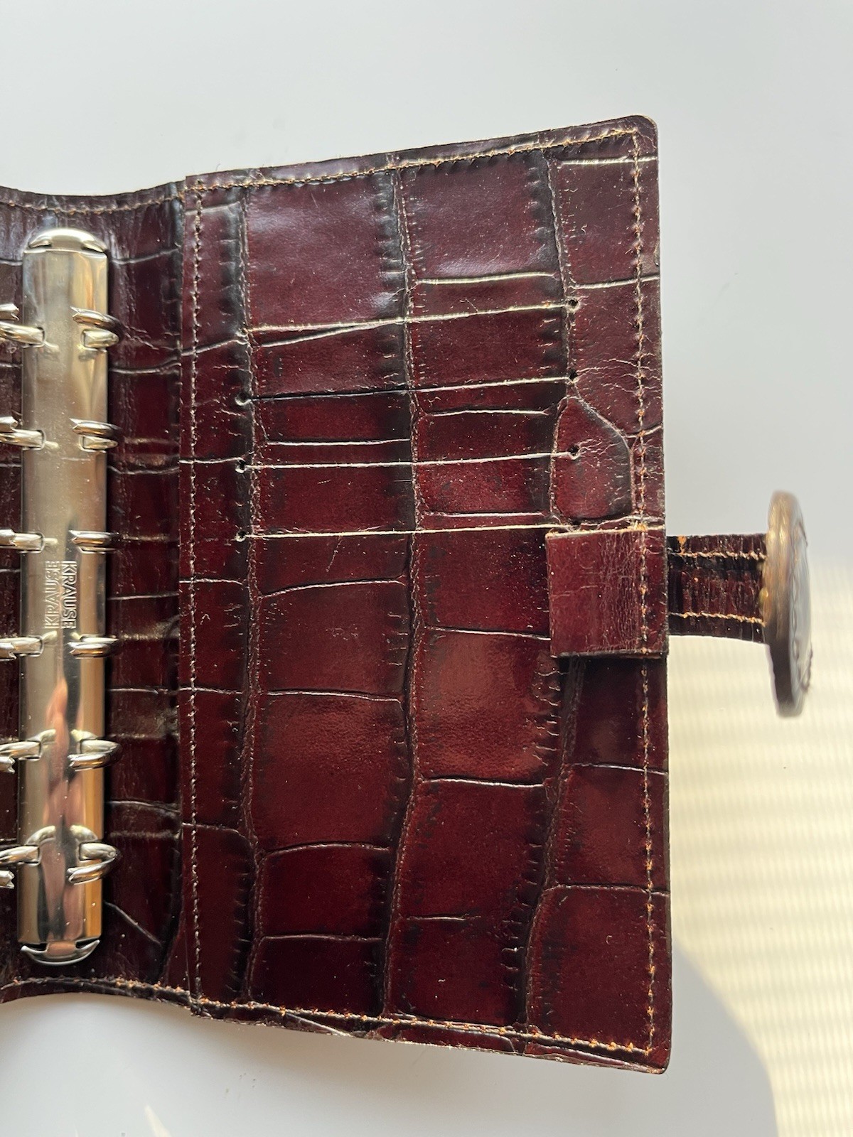 Vintage Mulberry Agenda Planner Mahogany Brown Croc/ Filofax Pocket Size/Krause