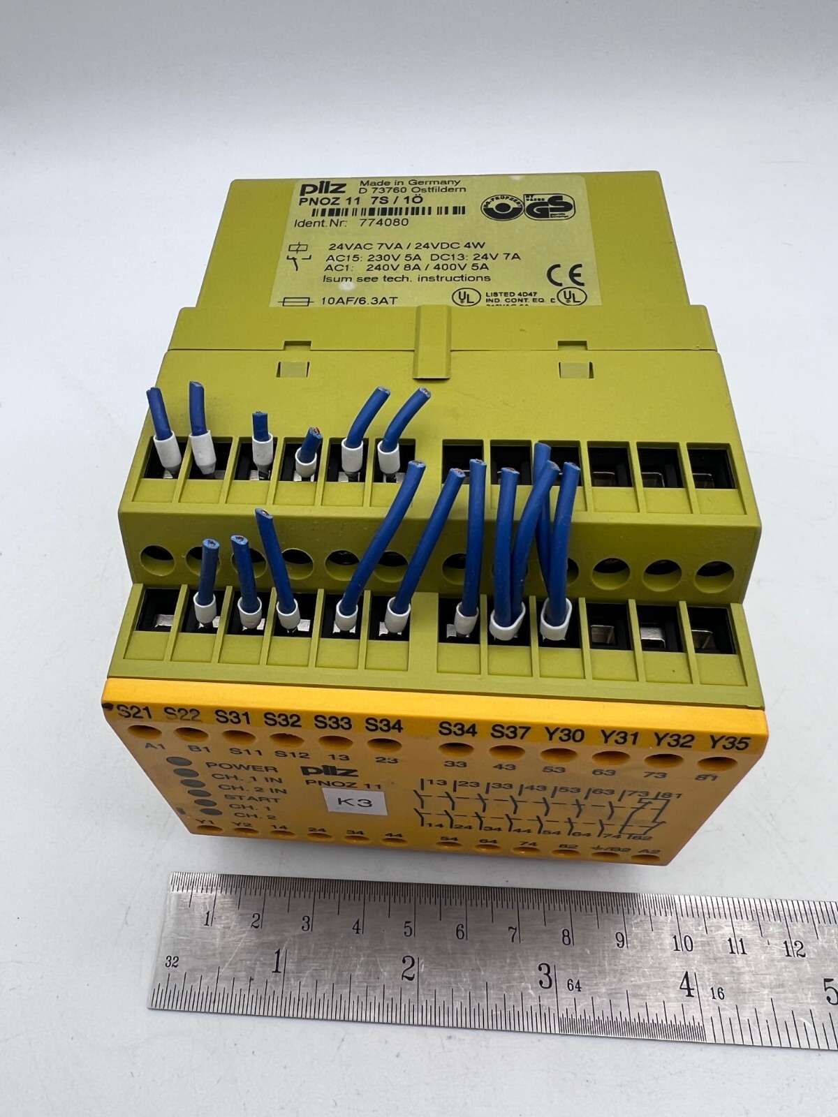PILZ PNOZ 11 7S 774080 Safety Relay 24VAC 7VA/ 24VDC 4W DIN Rail GERMANY