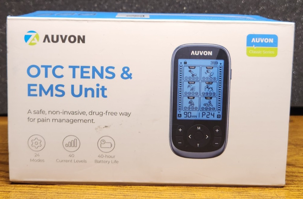 AUVON TENS EMS Unit 24 Modes Dual Channel Muscle Stimulator Tested