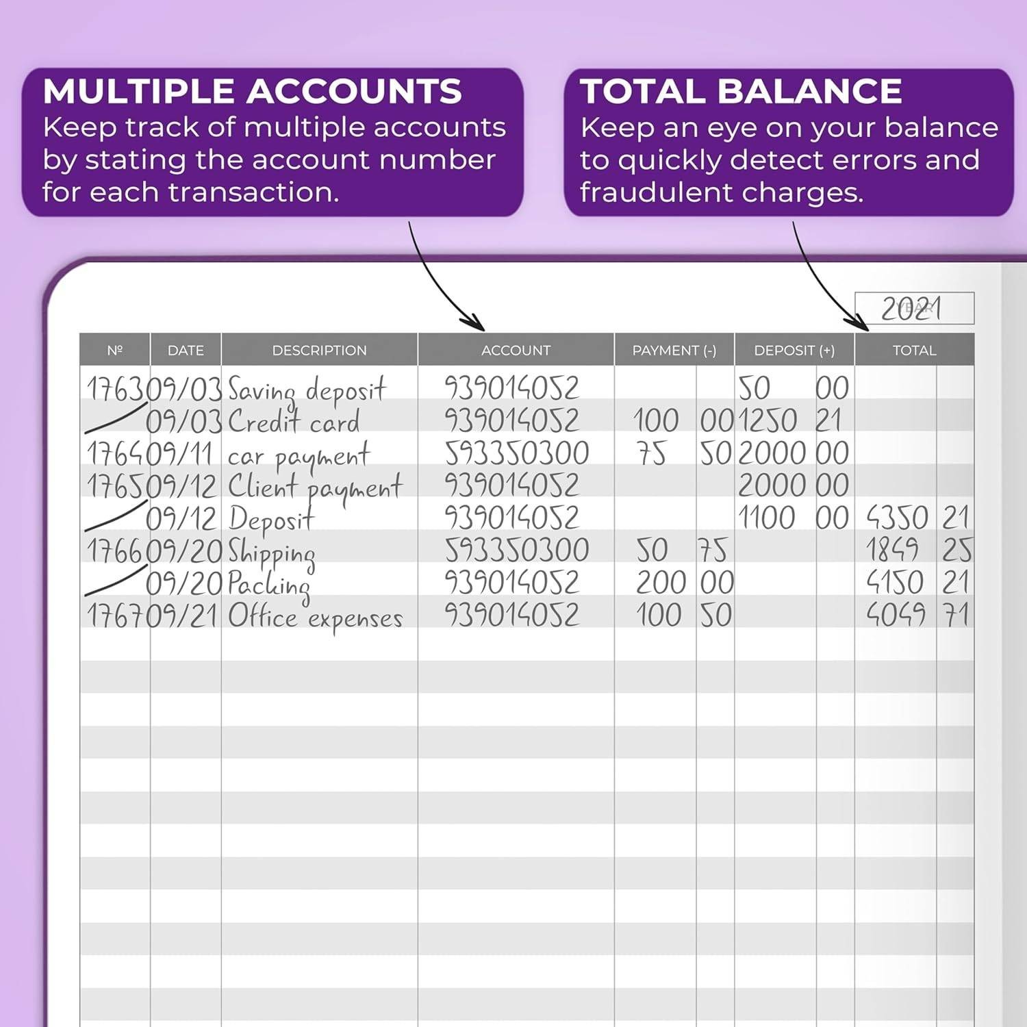 Clever Fox Accounting Ledger Book Purple Accounting Book