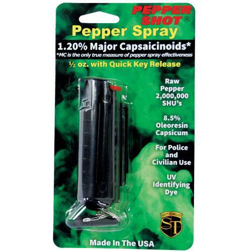 2 HOT Molded Case 1/2 oz KEYCHAIN POLICE Pepper Spray Defense Security CLIP Dye