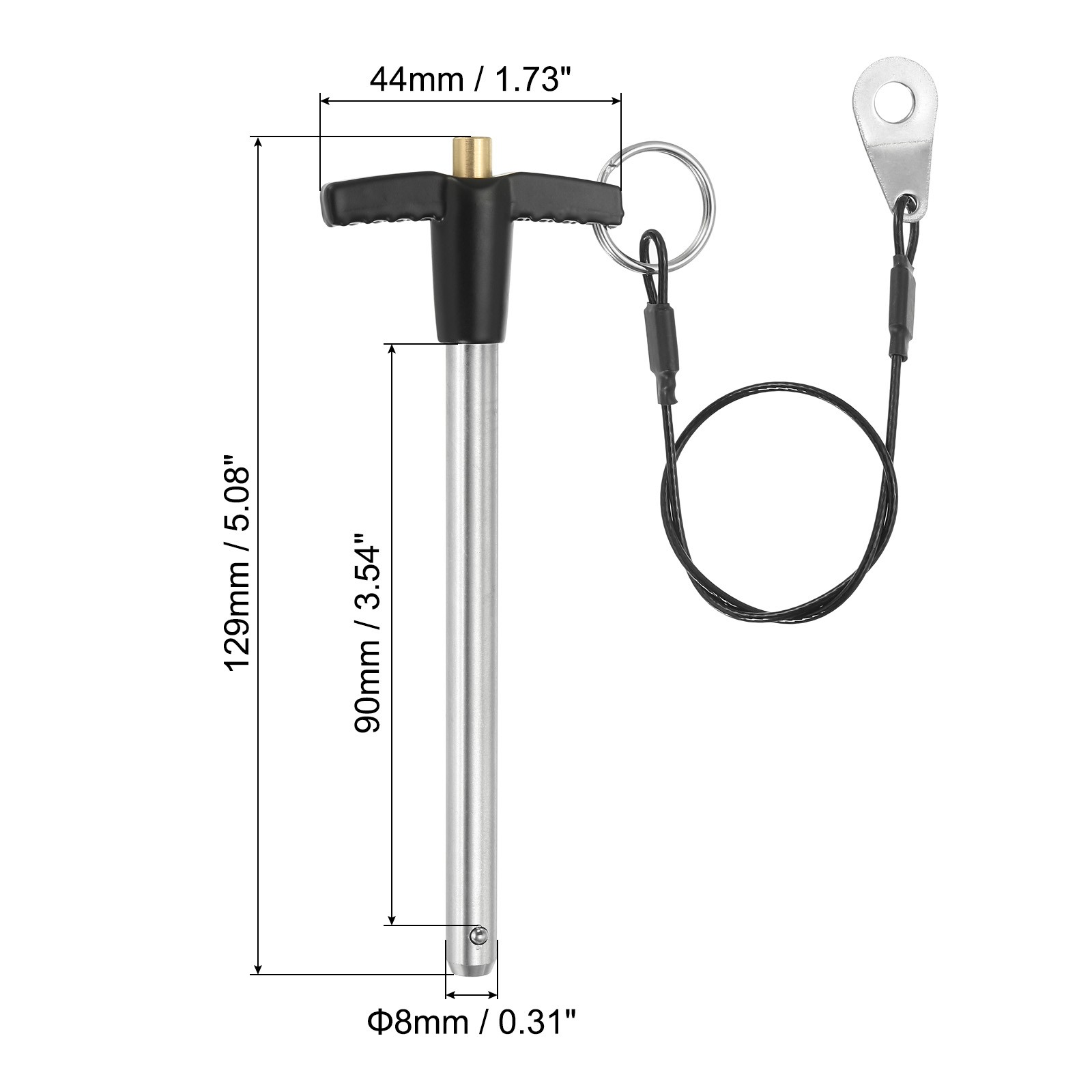 T Handle Lock Pins 5/16 x 3.54″ 8x90mm Push Button Quick Release Pin with Wire