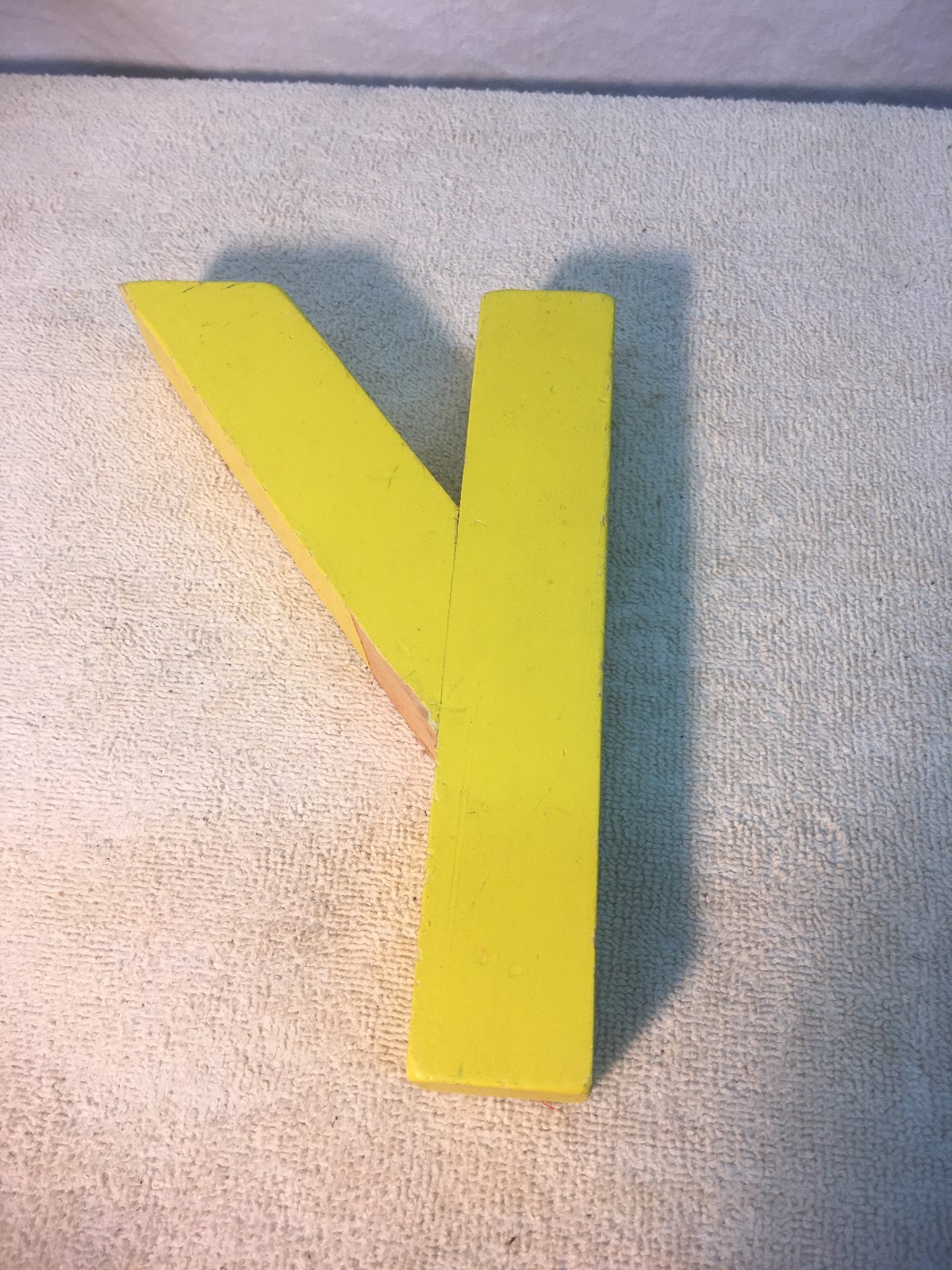 Letter Y Big Vtg Wood Block Type Italic Font 8in x 5in x 1.5in Yellow