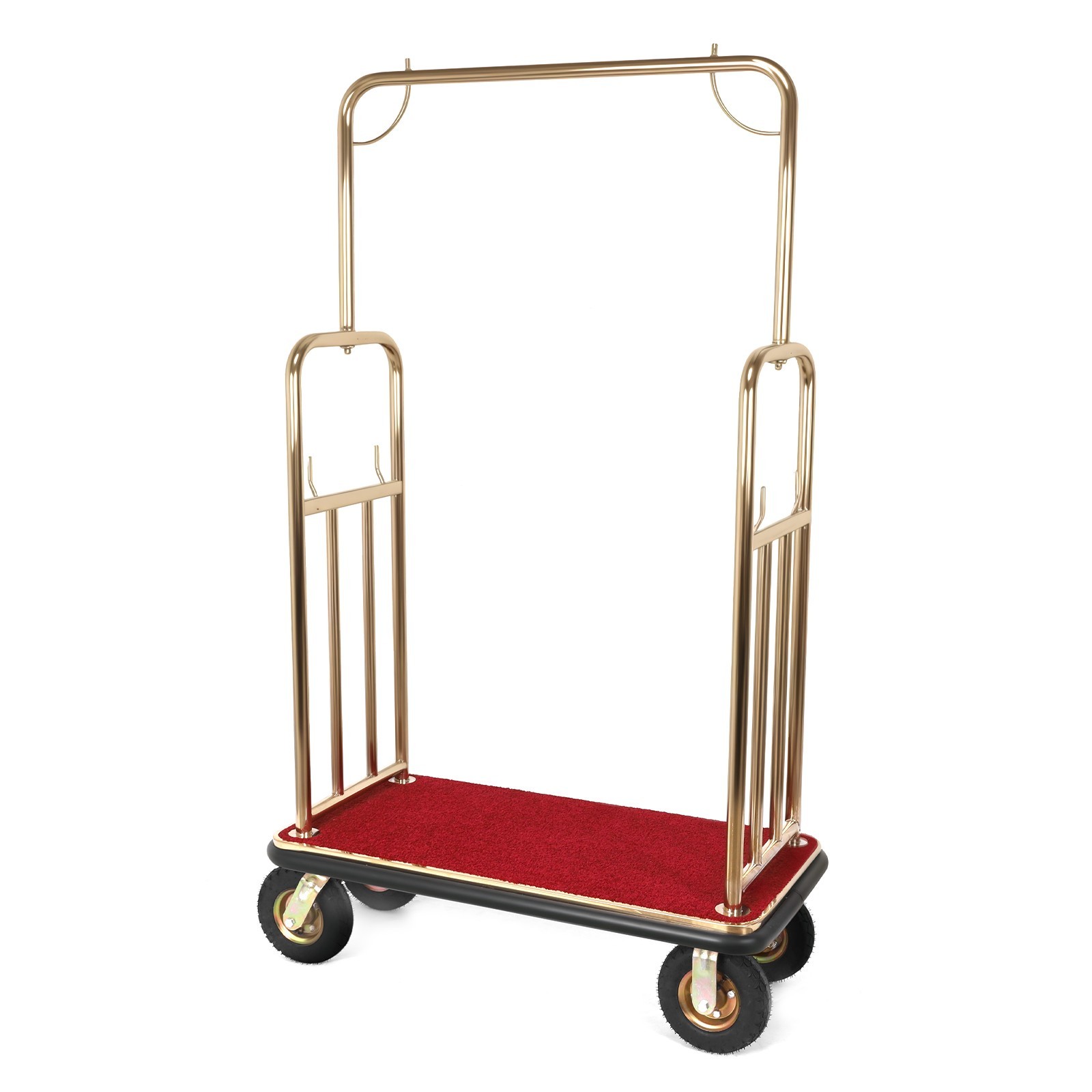 Hotel Luggage Cart 1200 lbs Capacity Stainless Steel Bellman Cart with 8″ Wheels