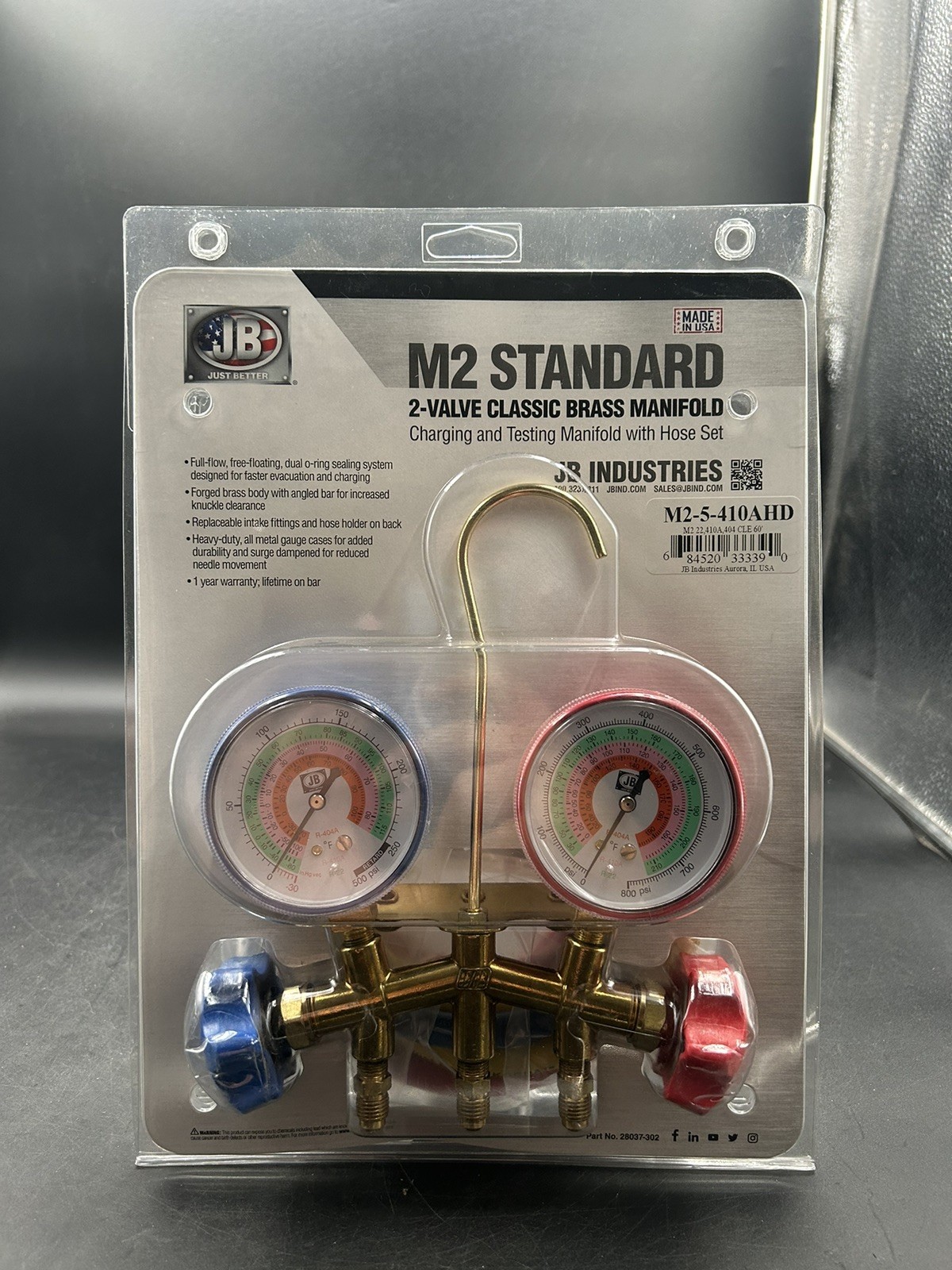 JB Industries manifold gauge, 2 Valve M2-5-410A (READ!!)