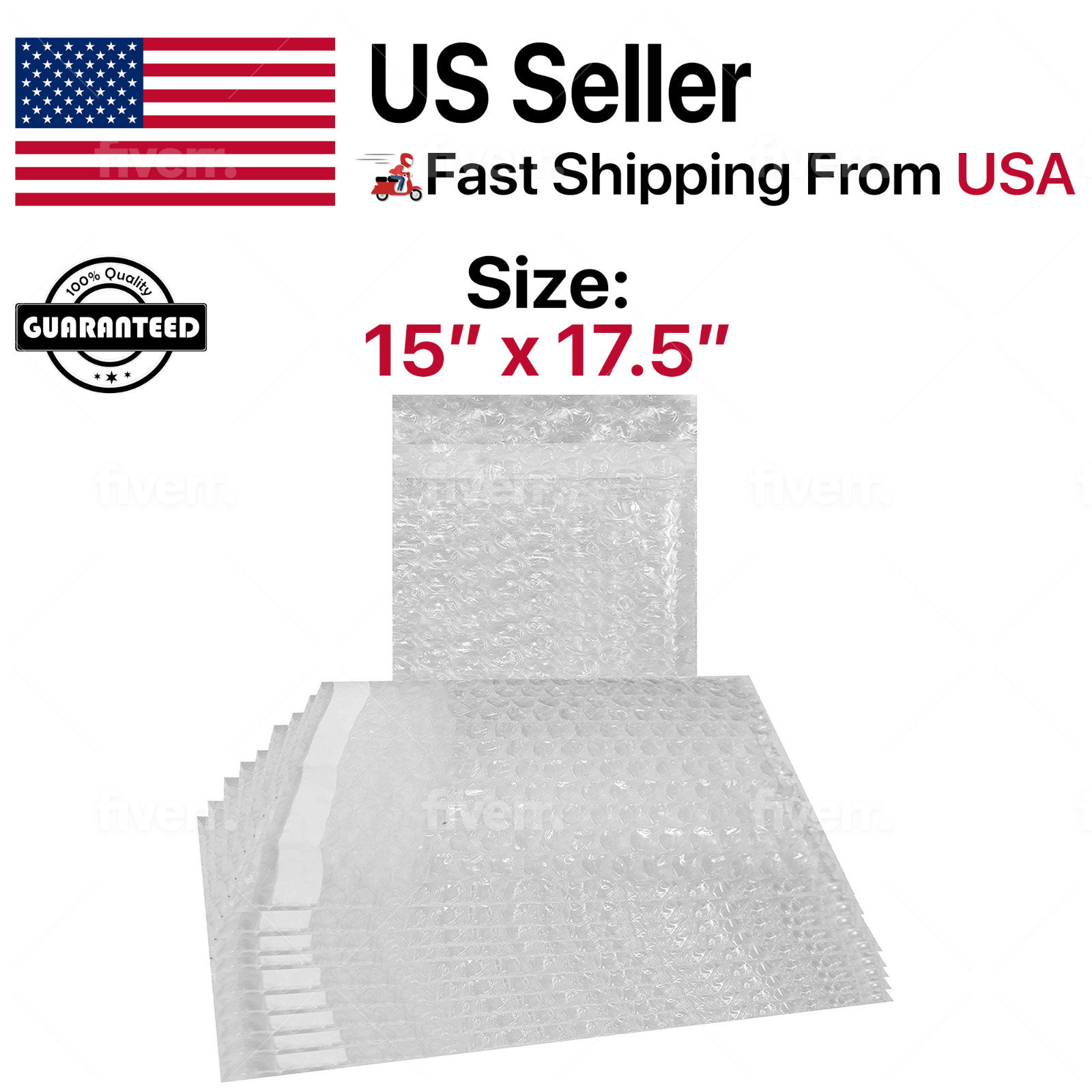 15″ x 17.5″ Bubble Pouches Bags Clear Self Seal Protective Cushioning Wrap 15×17