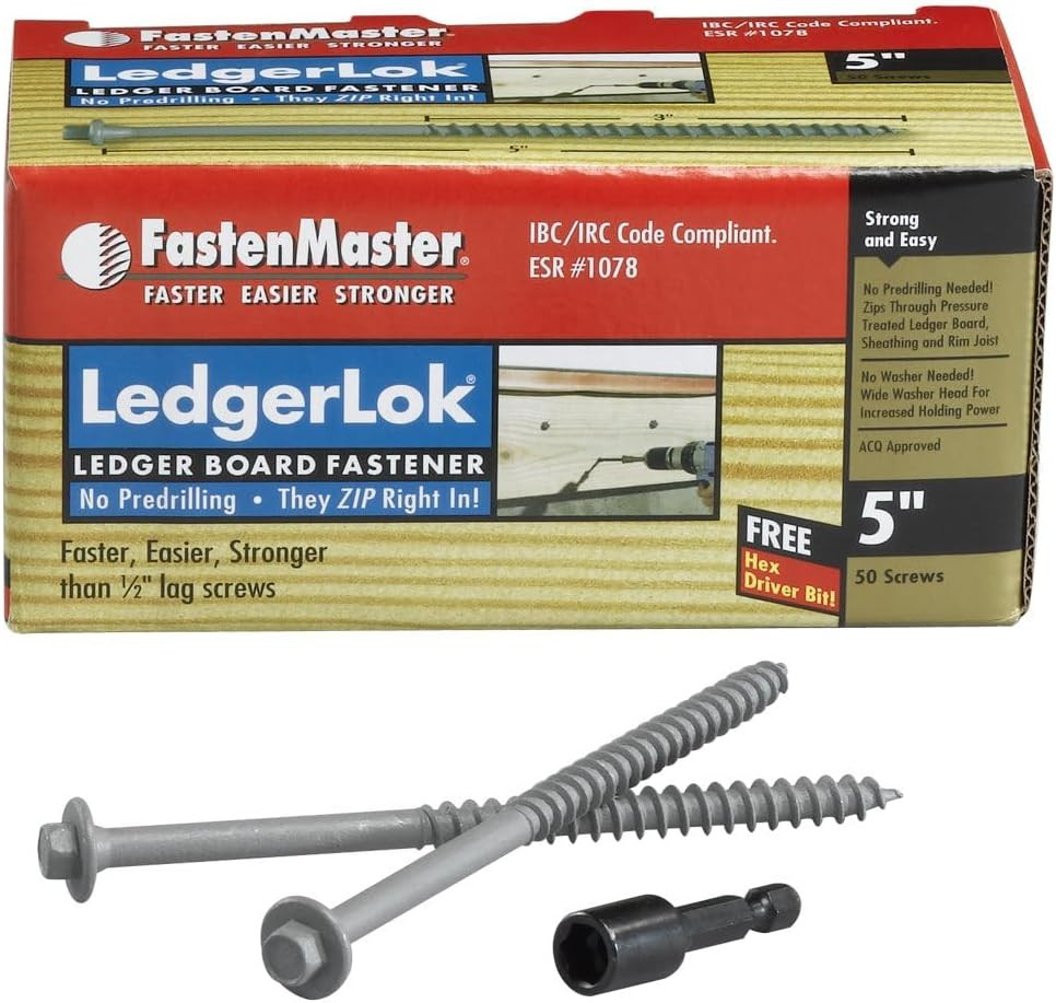 Fastenmaster FMLL005-50 Ledgerlok Ledger Board Fastener, 5 Inches, 50-Count