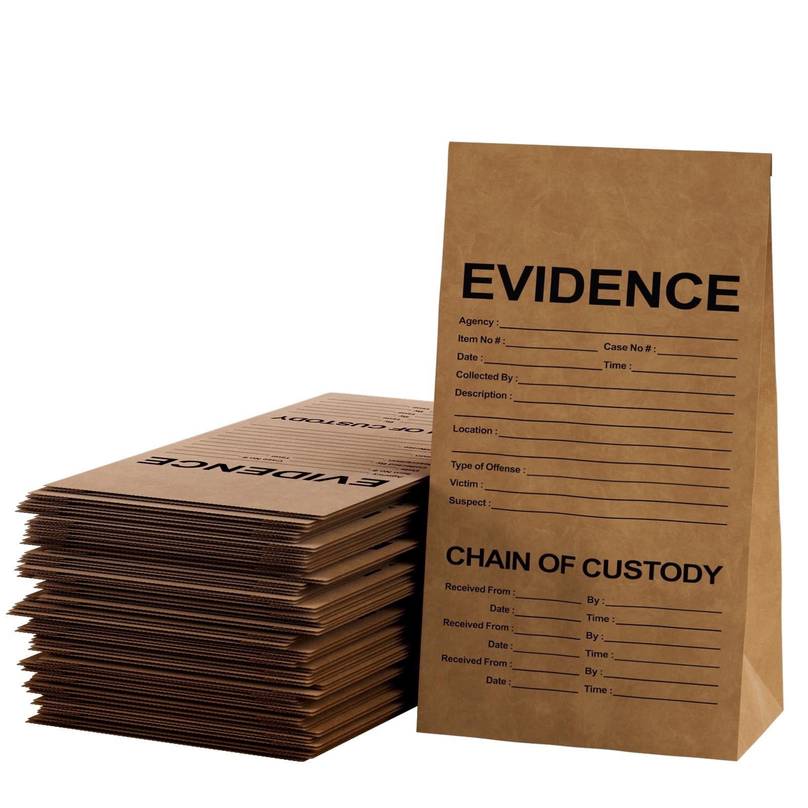25 Pack Crime Scene Paper Evidence Bag for Receipts, 9.45 * 5 * 3 inch Paper …