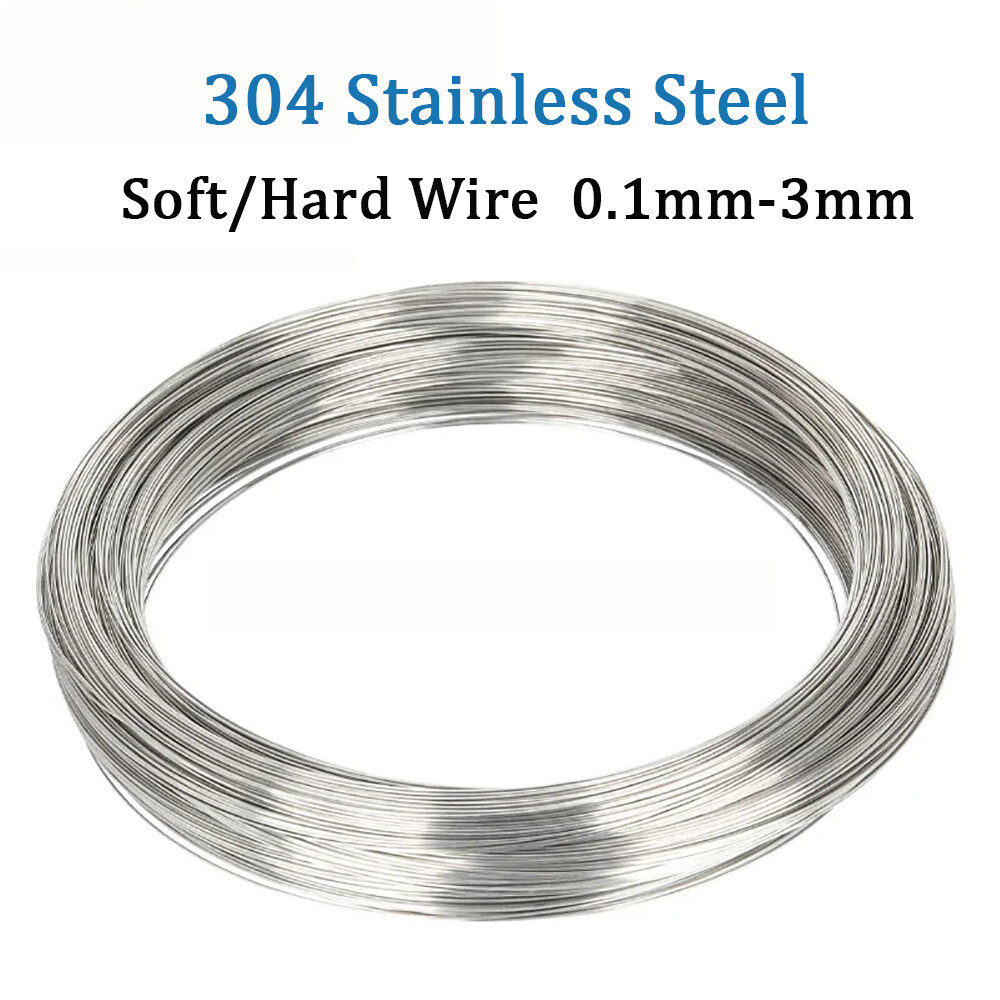 304 Stainless Steel Wire Single Strand Soft/Hard Wire Rustproof 0.1mm-3mm