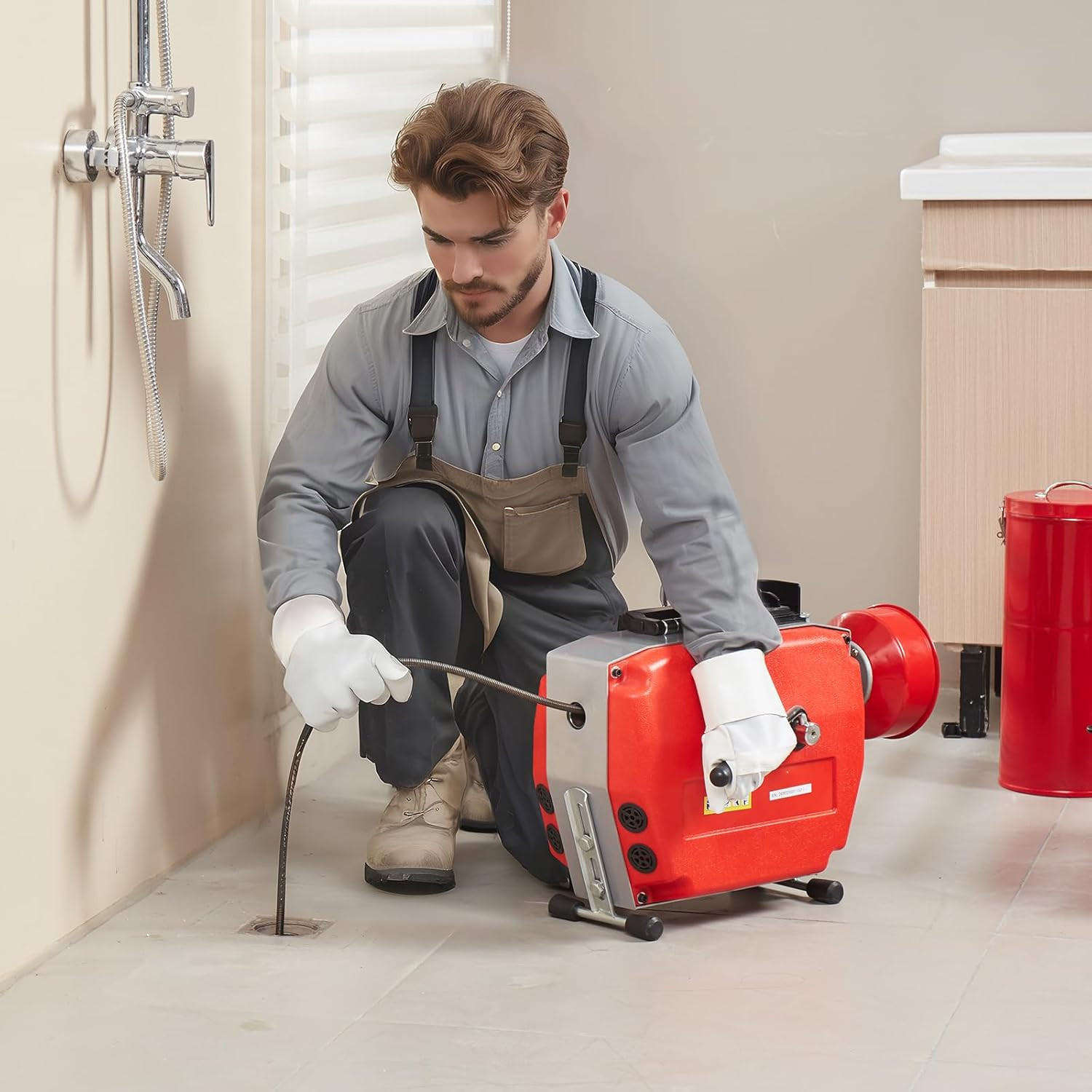 VEVOR 120FT X 7/8 Inch Drain Cleaner Machine, 420W Electric Sewer Snake Auger Ma