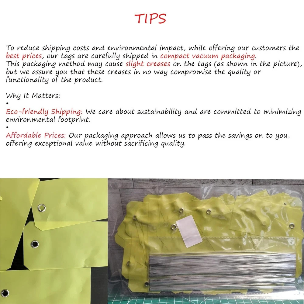 100pcs Plastic Tags with Wires – Waterproof Shipping Tags with Wire Ties Blan…
