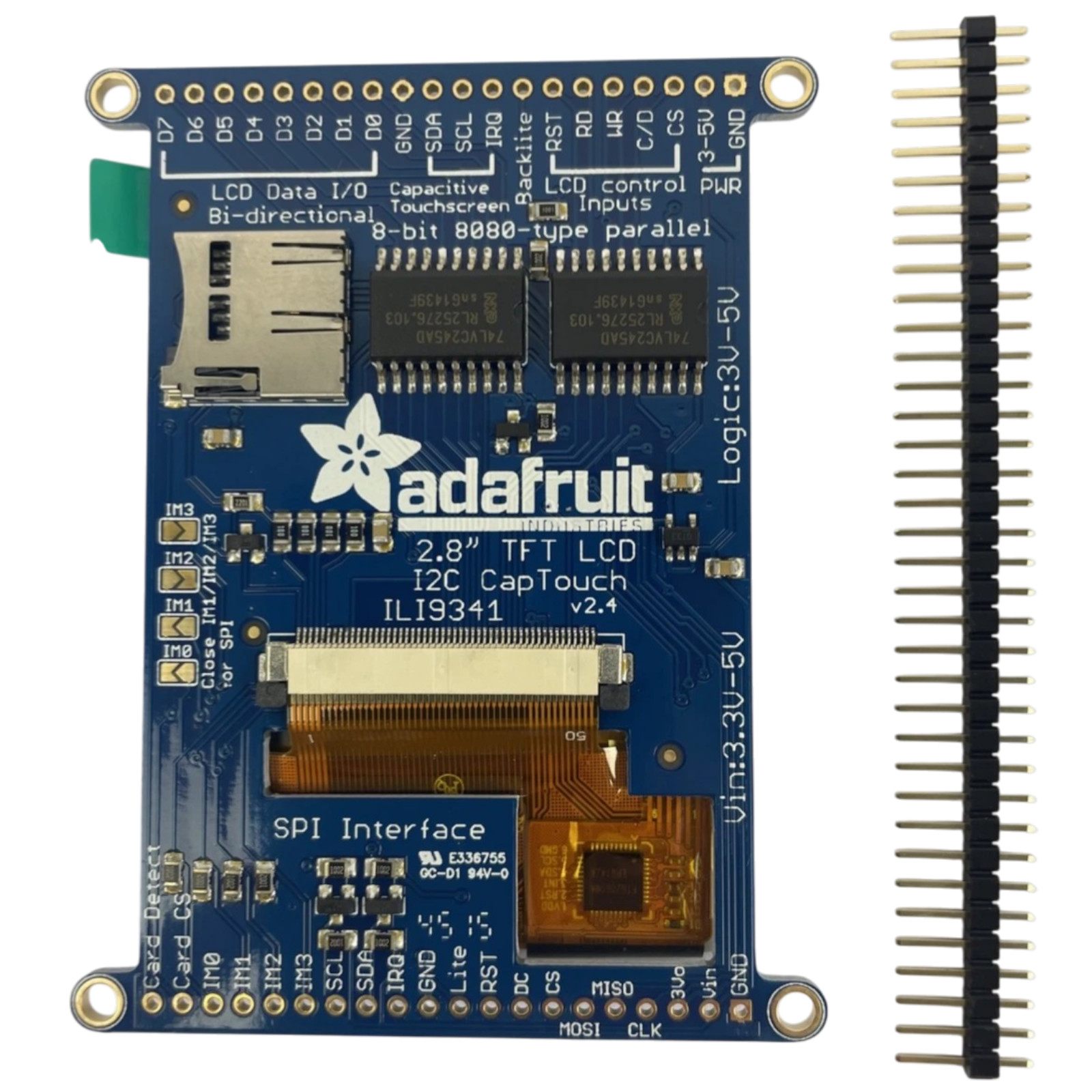 OEM Adafruit 2.8″ TFT LCD Breakout Board+ 4-Wire Resistive Touchscreen