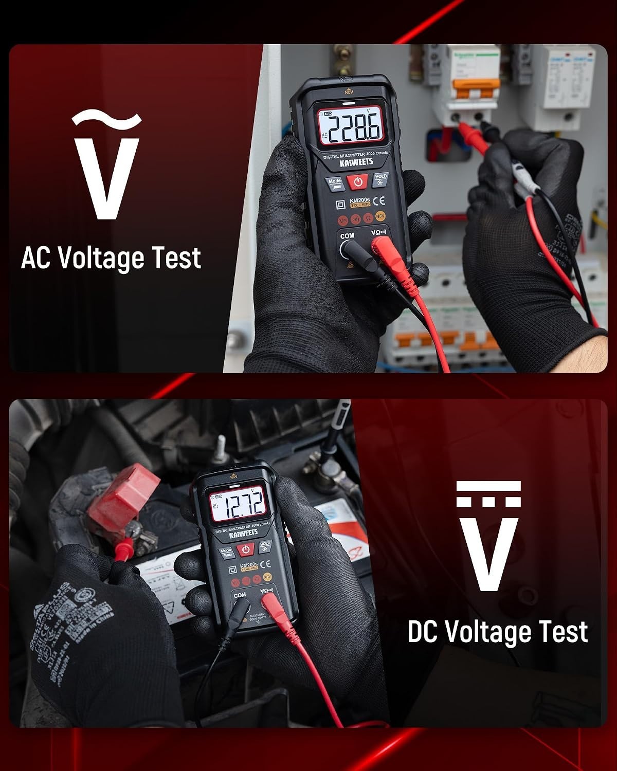 KM200S True RMS Digital Multimeter Auto Ranging NCV AC DC Voltage Tester