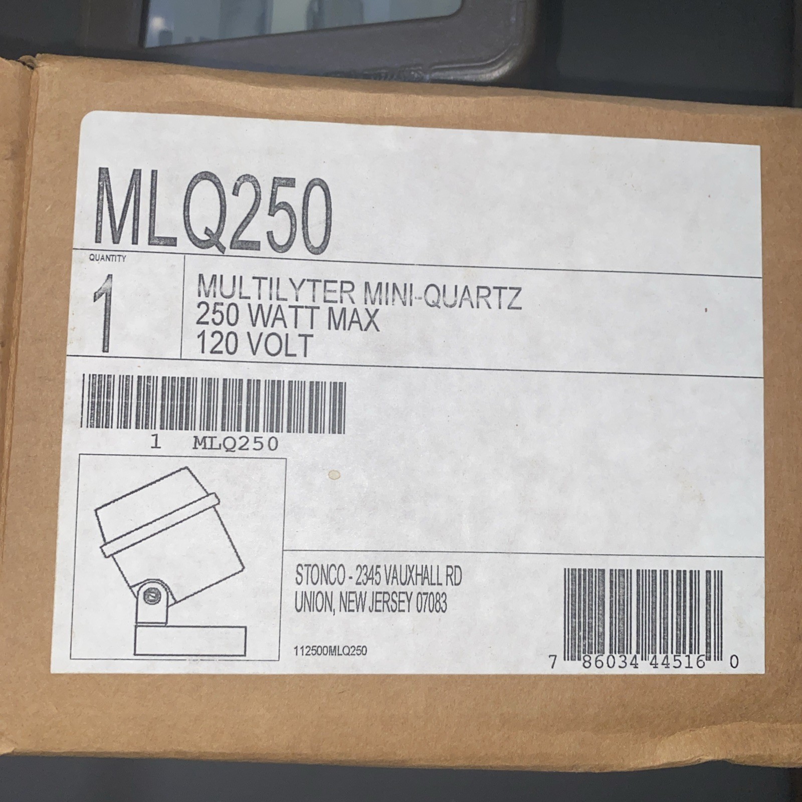 STONCO MULTILYTER MINI-QUARTZ MLQ250W MAX /NEW IN BOX 120 Volts