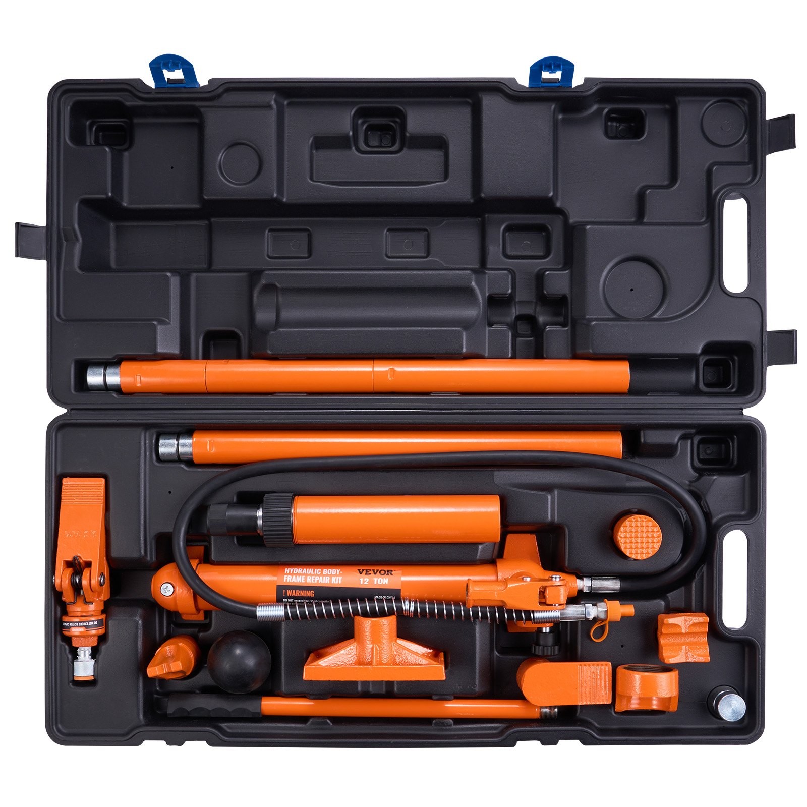 12 Ton Porta Power Kit, Hydraulic Ram with Pump with 4.6 ft/1.4 m Oil Hose