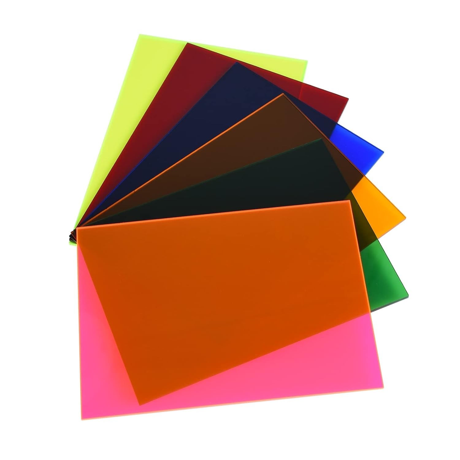 6 Pack Colored Acrylic Sheets, Translucent Plexiglass 5×7″, Six Colors