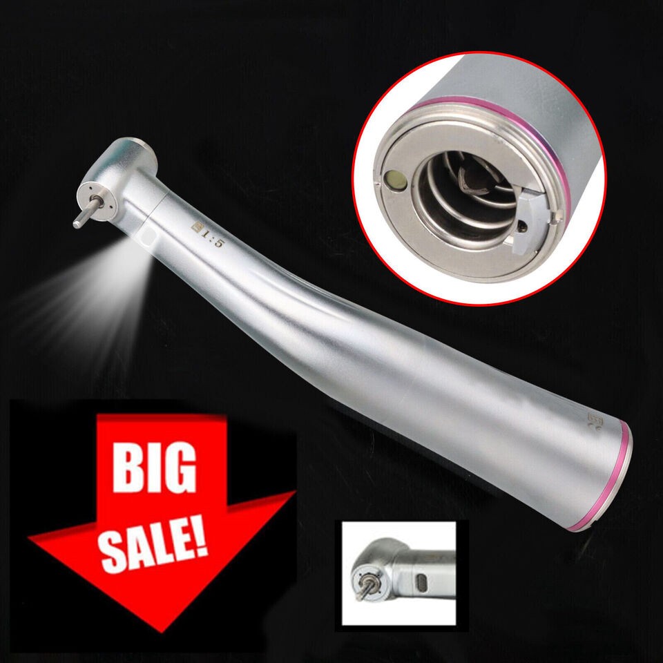 Dental 1:5 Fiber Optic LED Contra Angle Increasing Handpiece Fit NSK E-Type USA