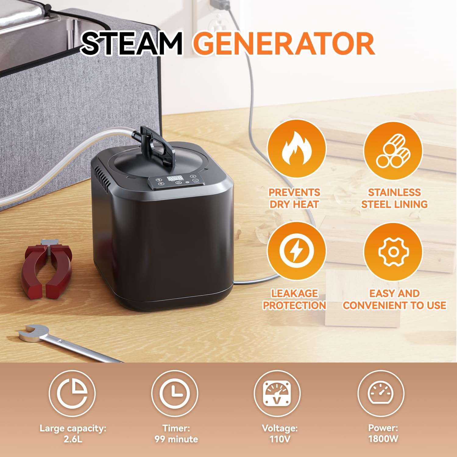 Wood Bending Steam Generator Kit with 55″ Large Foldable Steam Box, Wood Steamer