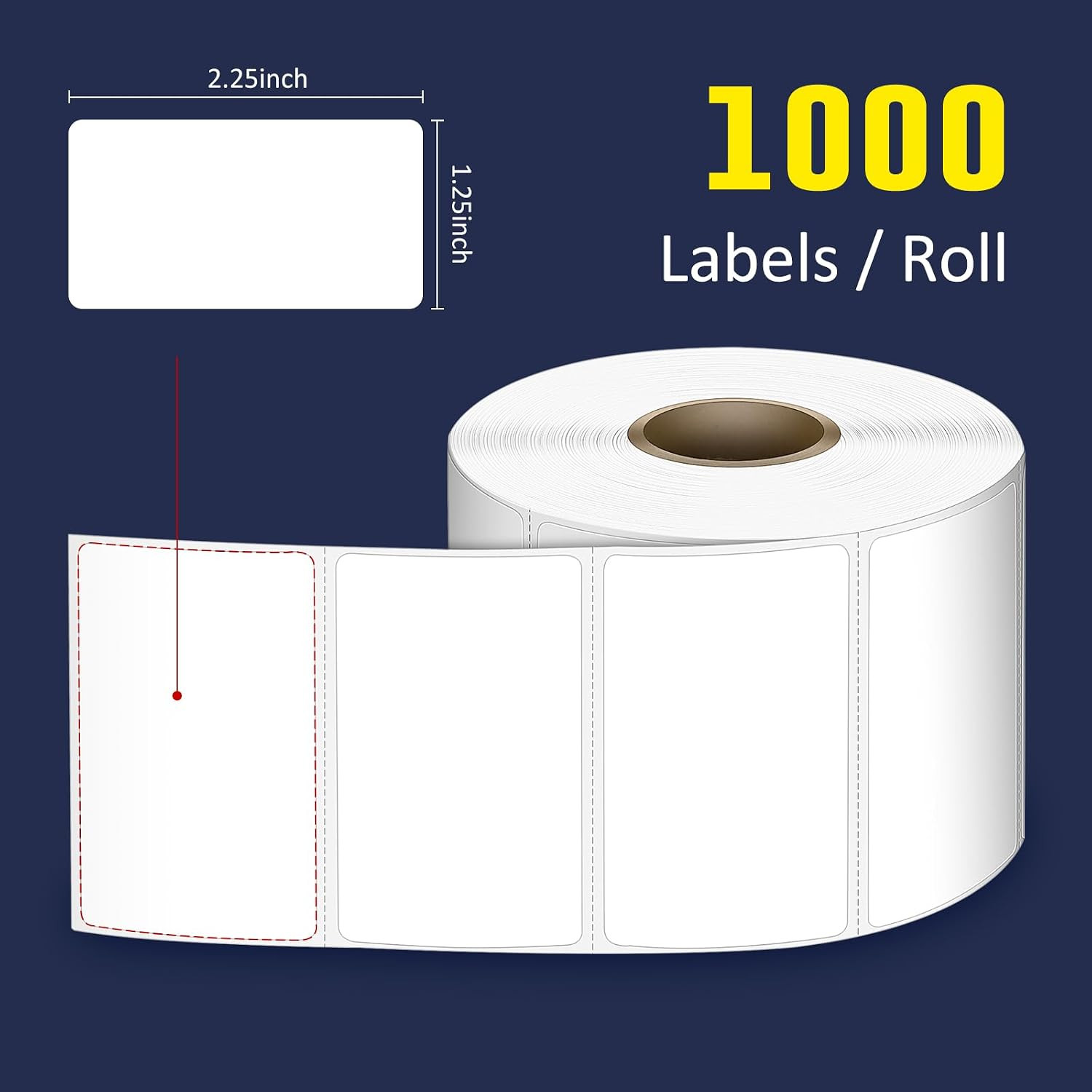 2.25″ X 1.25″ Direct Thermal Labels, Permanent Adhesive Barcode Address