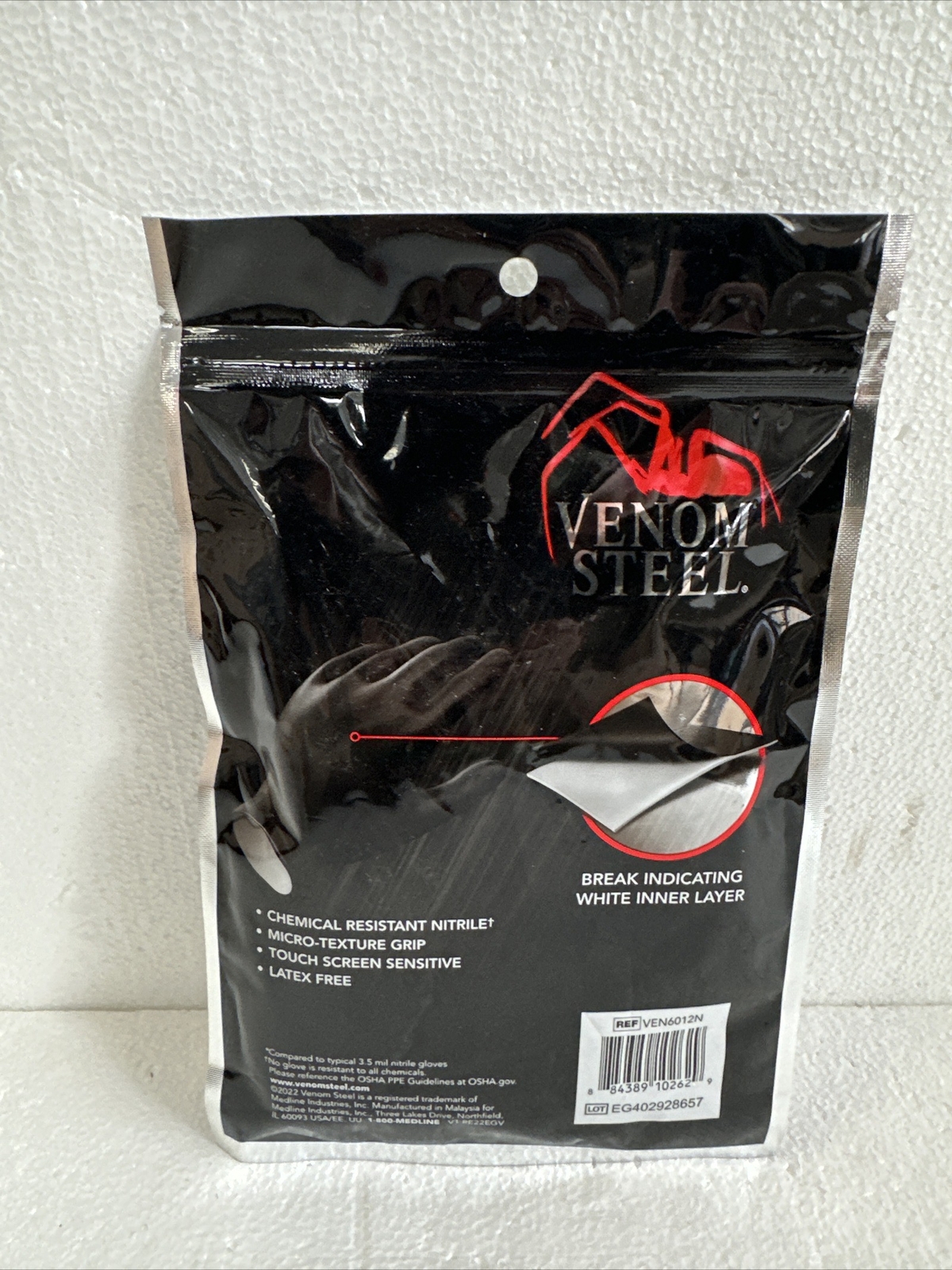 Venom Steel Nitrile Gloves Heavy Duty Rip Resistance Black Latex Free 12-Pack