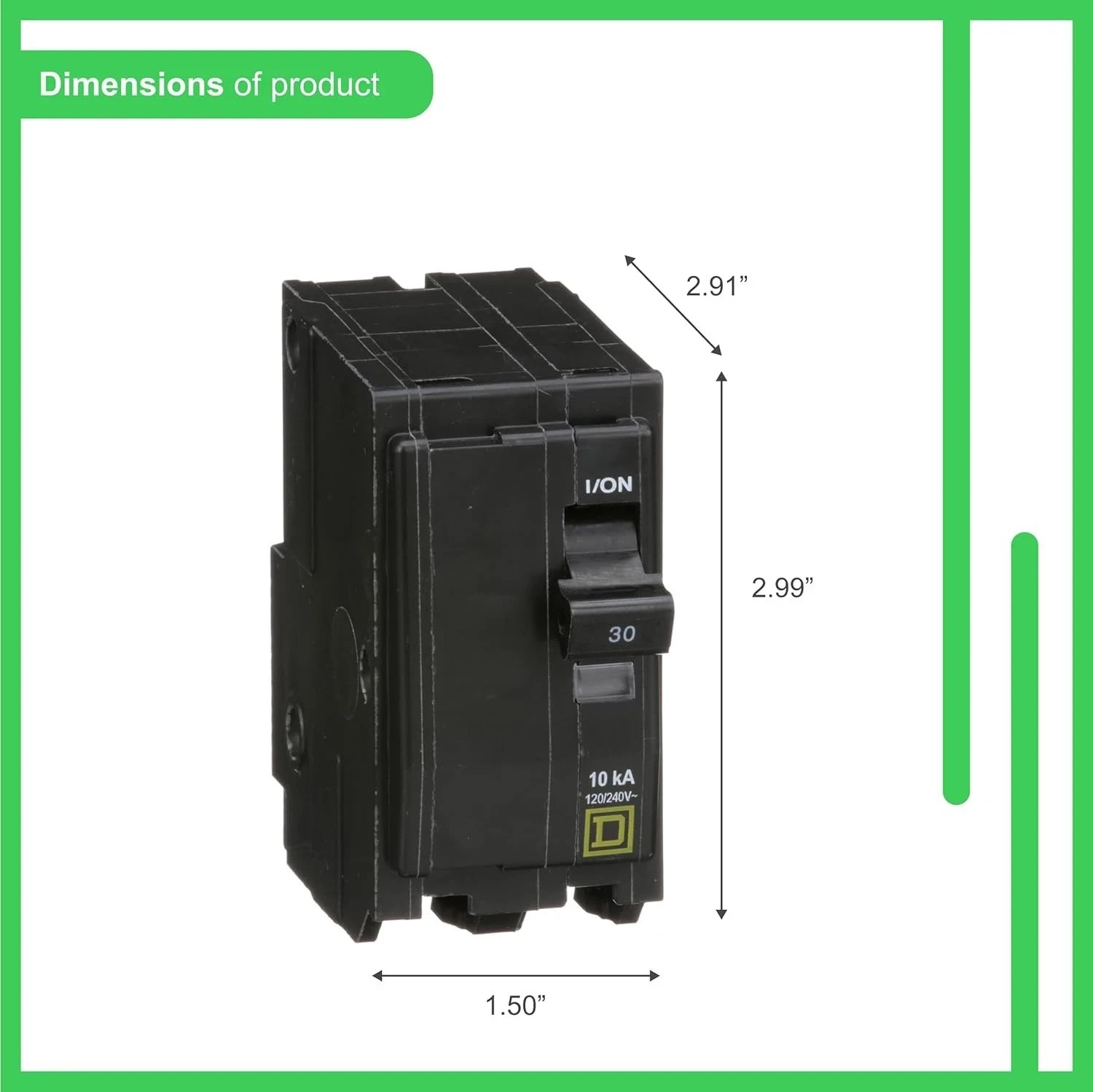 Square D by Qwik Open 30 Amp Mini Circuit Breaker, 2 Pole, 120/240V AC, 10kA …