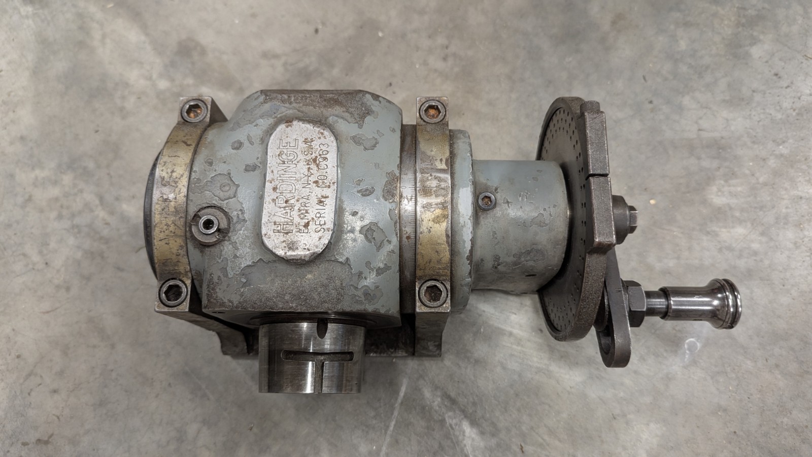 Hardinge dividing head 5C bore 4 deg taper nose 1 index plate *READ DESCRIPTION*
