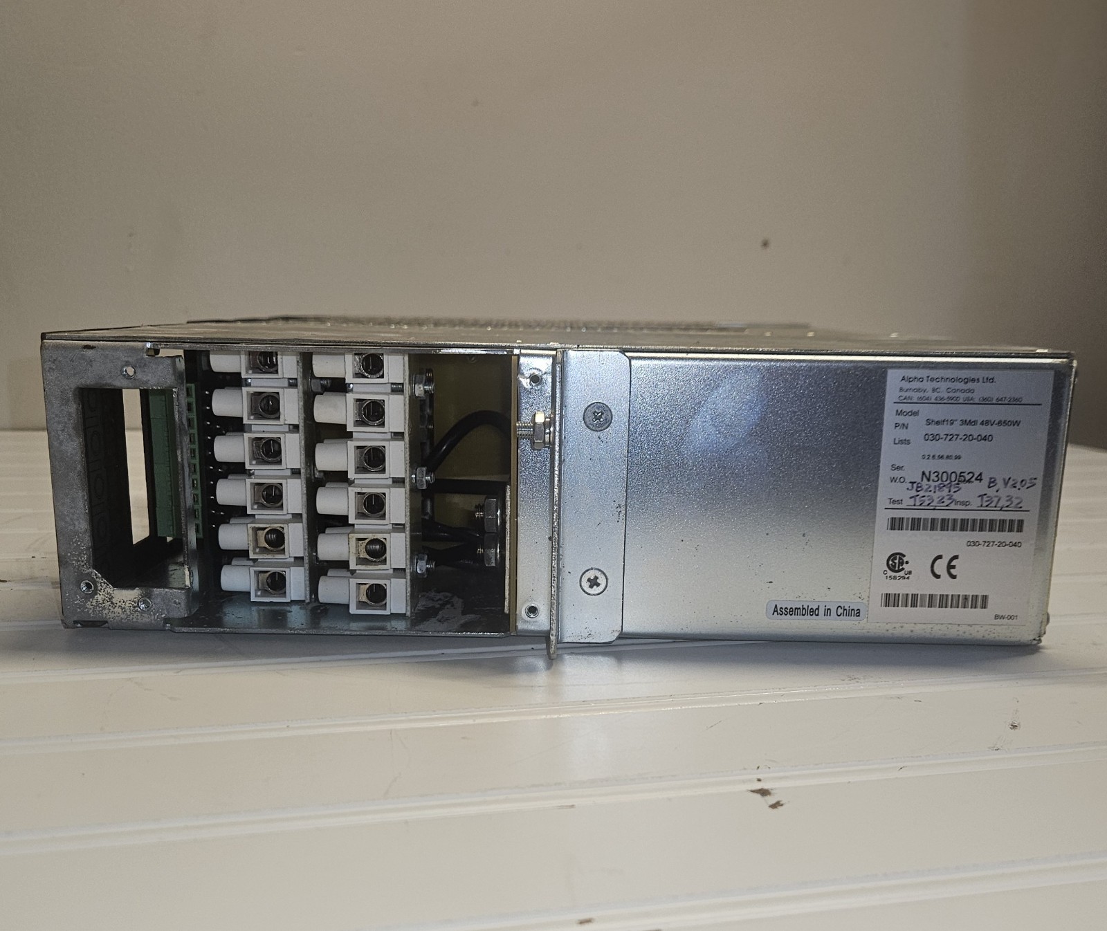 ALPHA / ARGUS 48VDC CORDEX 1.9kW RECTIFIER SHELF SYSTEM 120/240VAC IN 48VDC OUT